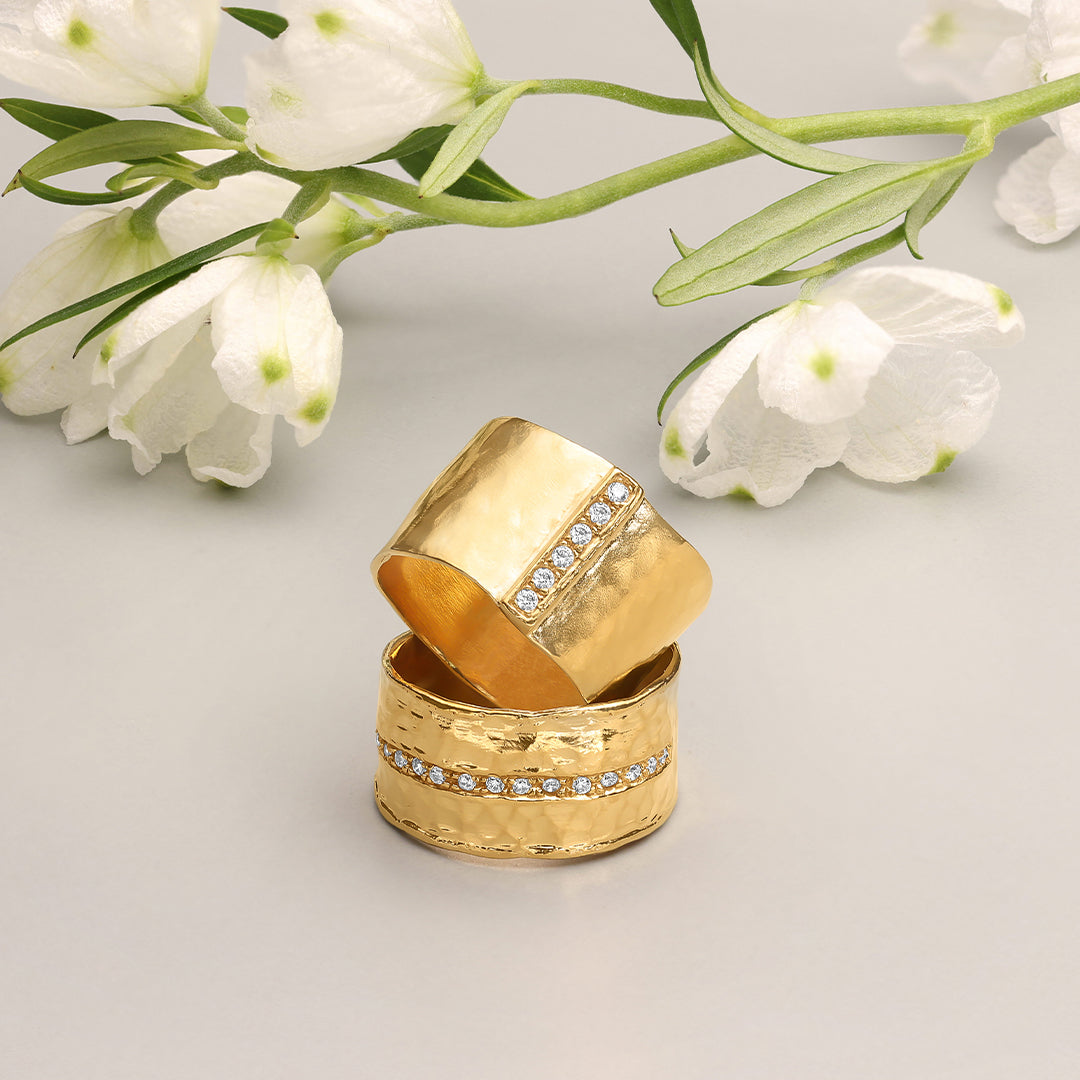 Breiter 14K Gold über Sterling Silber CZ Ring