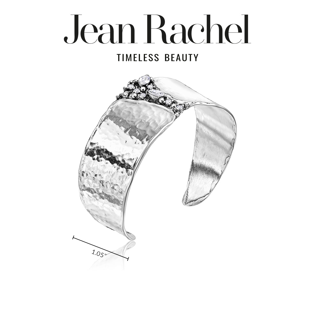 Sterling Silver CZ Shield Cuff Bracelet