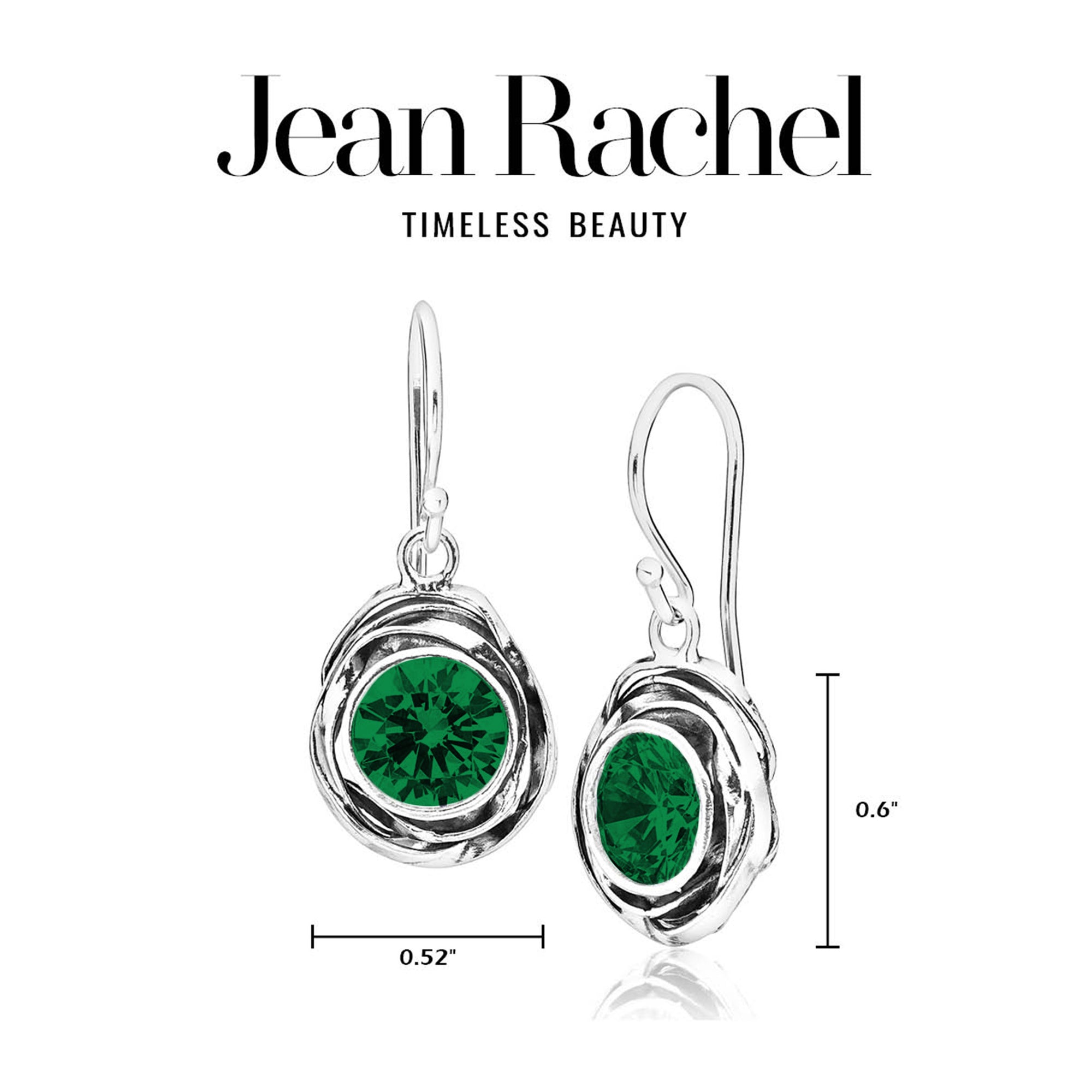 Sterling Silver Emerald CZ Drop Earrings