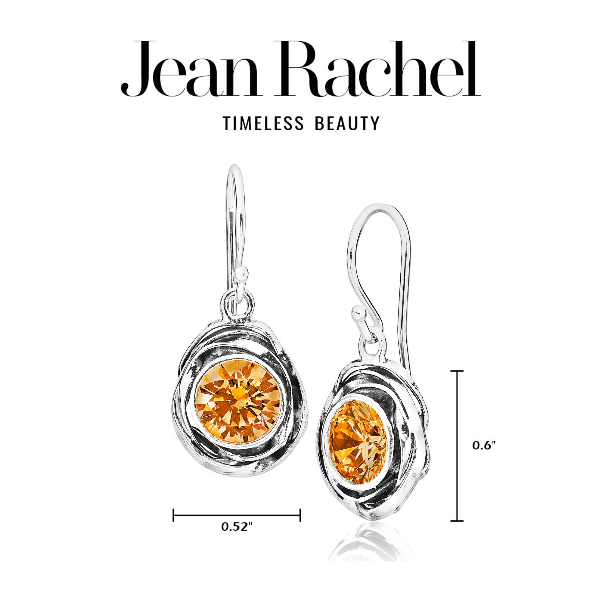 Sterling Silver Citrine CZ Drop Earrings