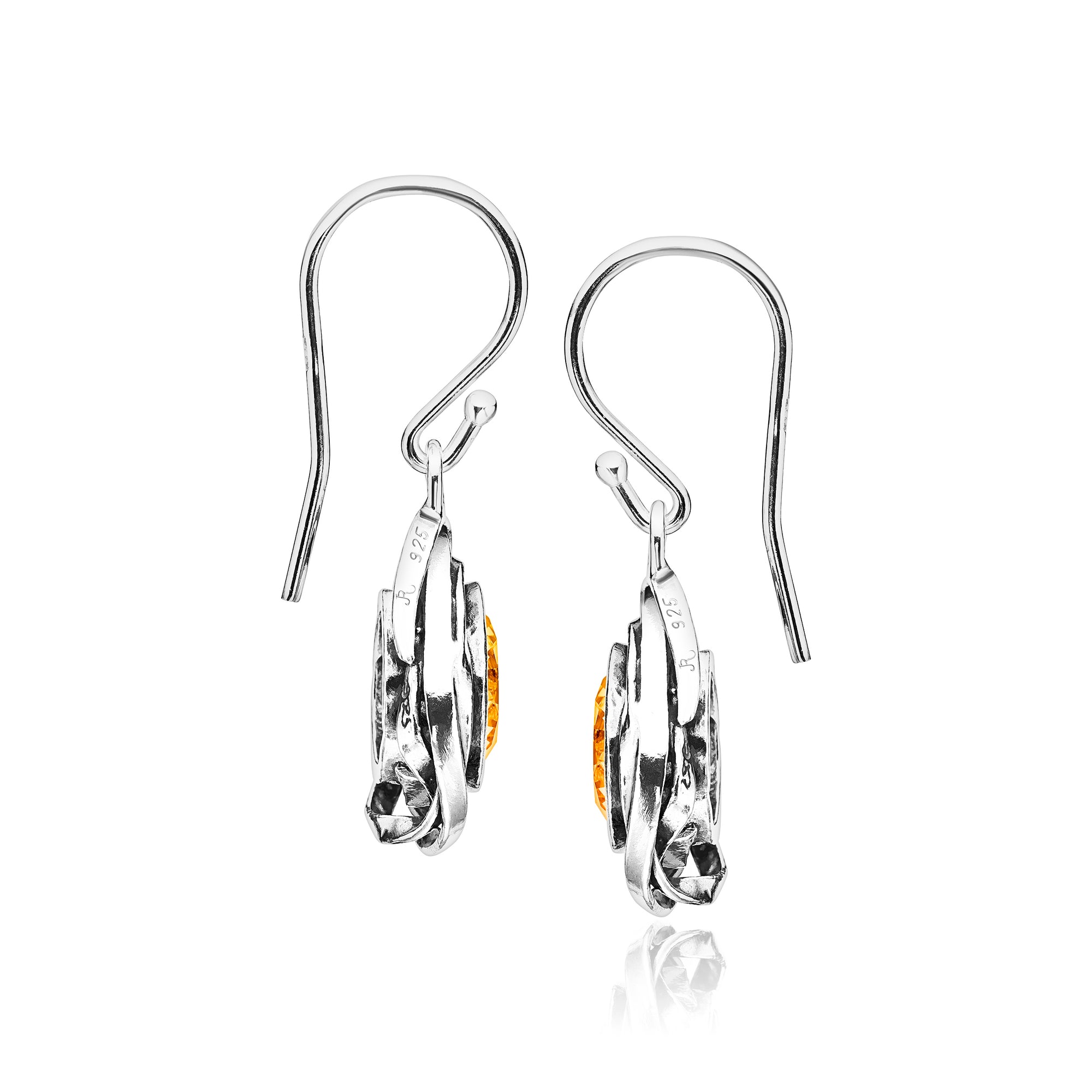 Sterling Silver Citrine CZ Drop Earrings
