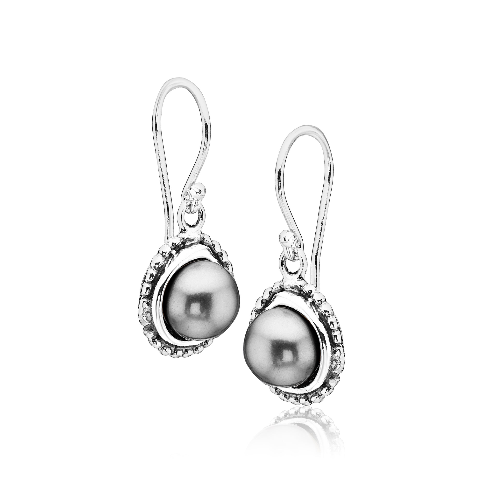 Sterling Silver Grey Freshwater Pearl Earrings