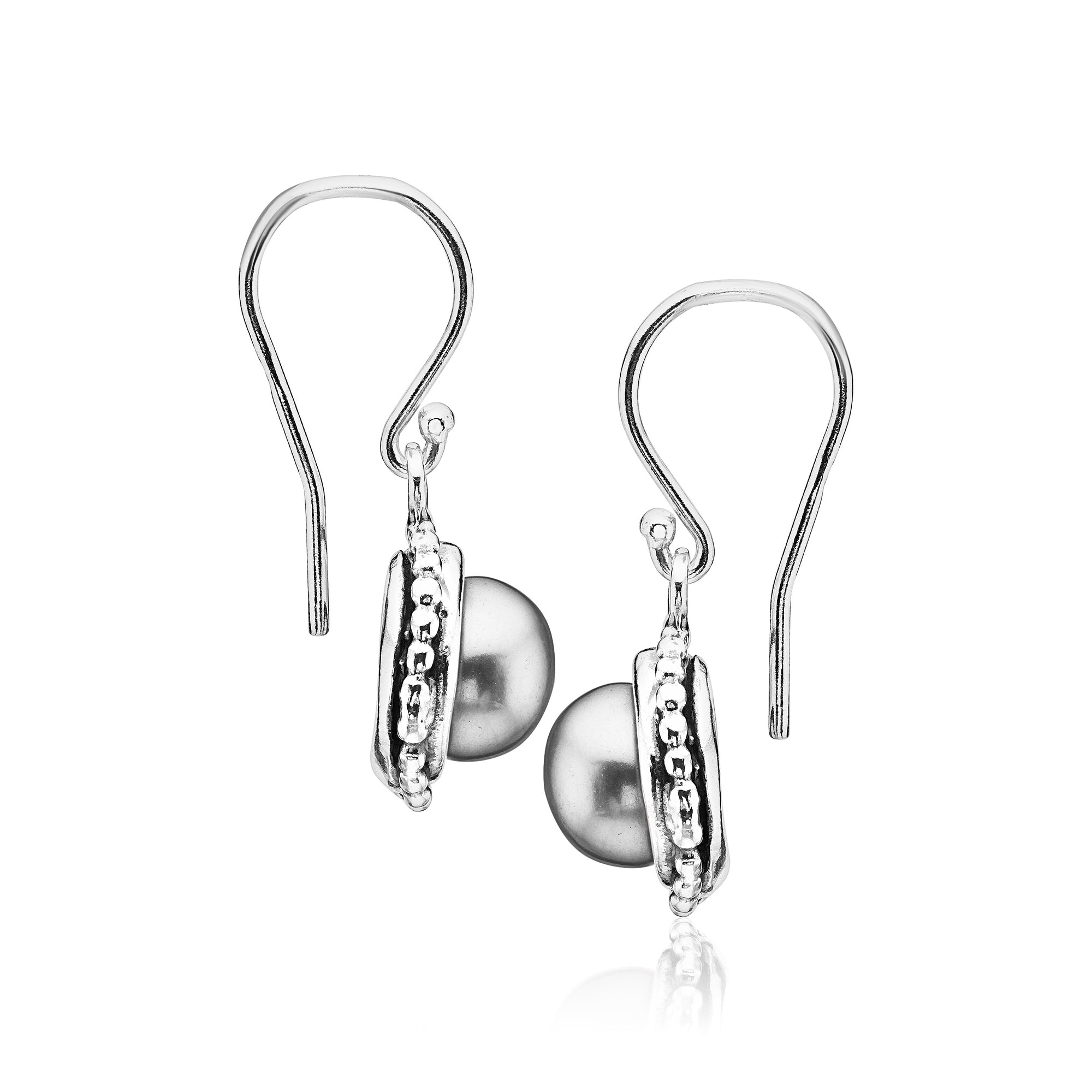 Sterling Silver Grey Freshwater Pearl Earrings