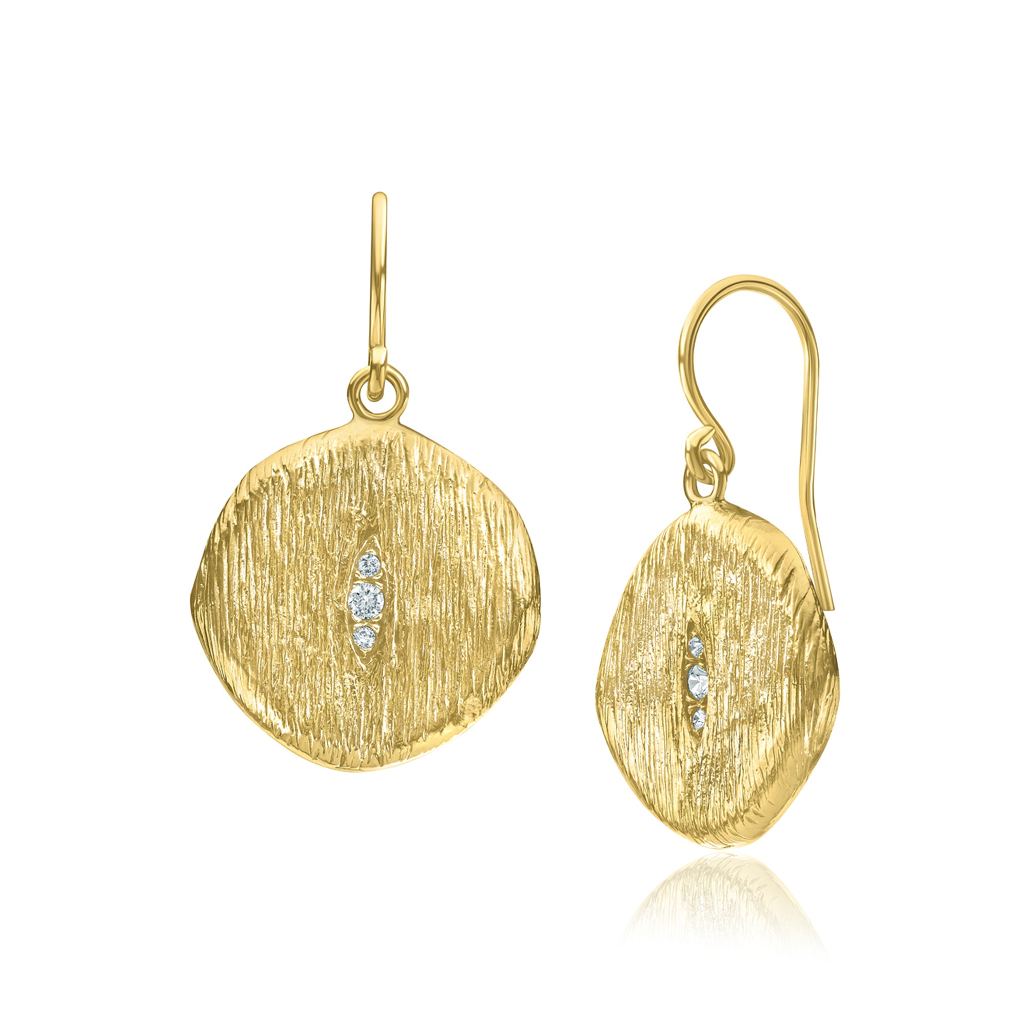Orecchini pendenti con moneta in zirconia cubica in argento sterling e oro 14K