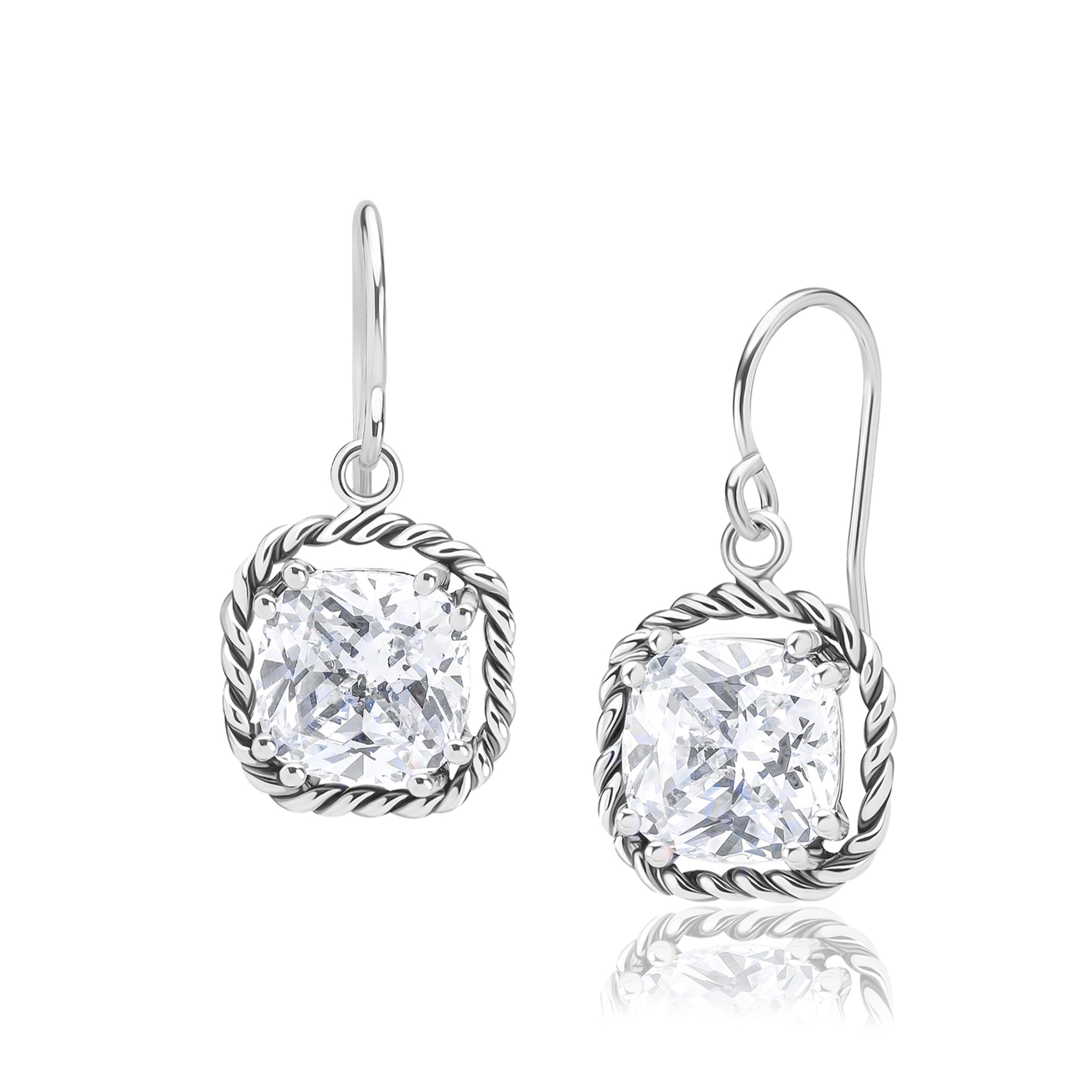 Orecchini pendenti in argento sterling con zirconi cubici e corda
