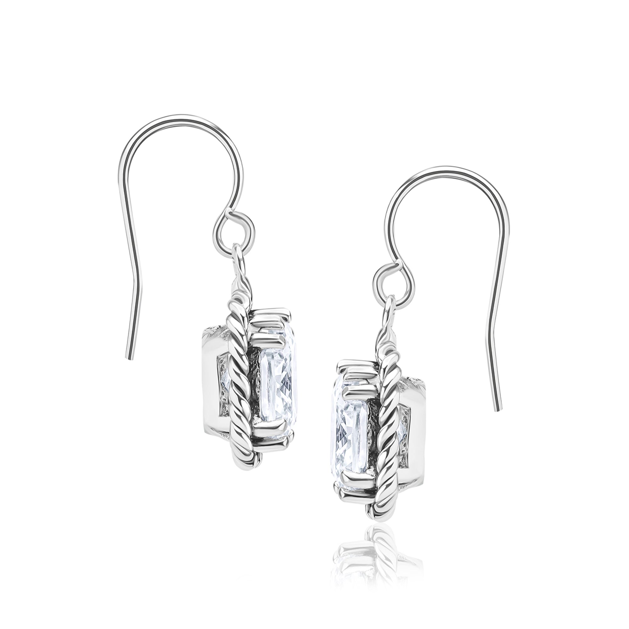Orecchini pendenti in argento sterling con zirconi cubici e corda