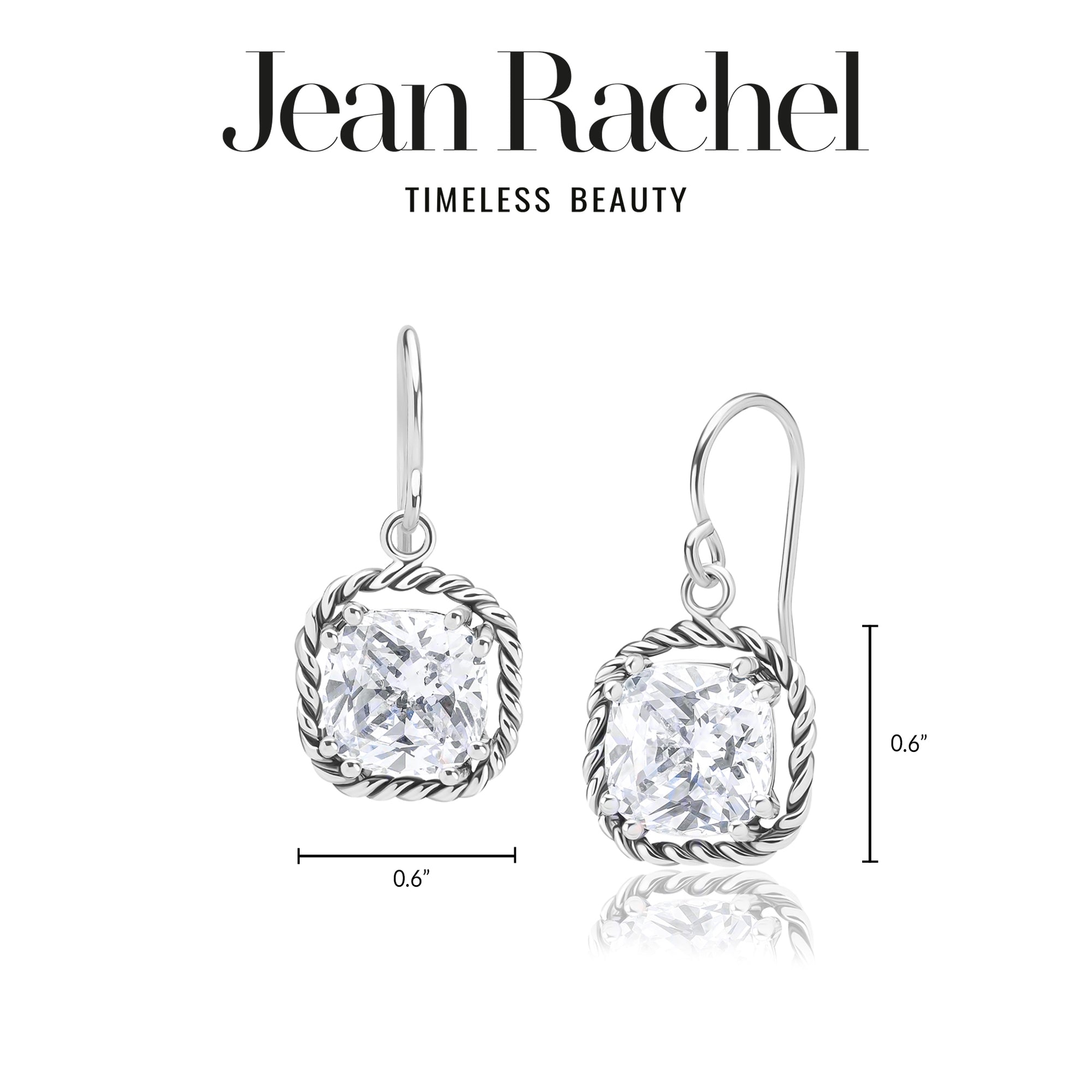 Orecchini pendenti in argento sterling con zirconi cubici e corda