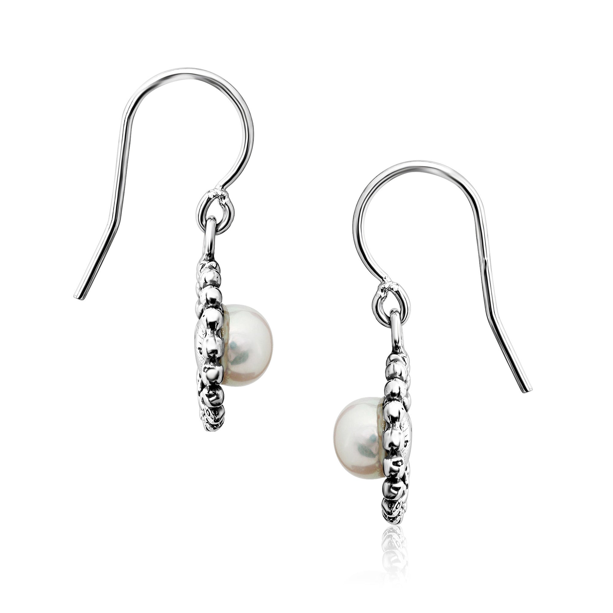 Sterling Silver Pearl Bead Braid Earrings