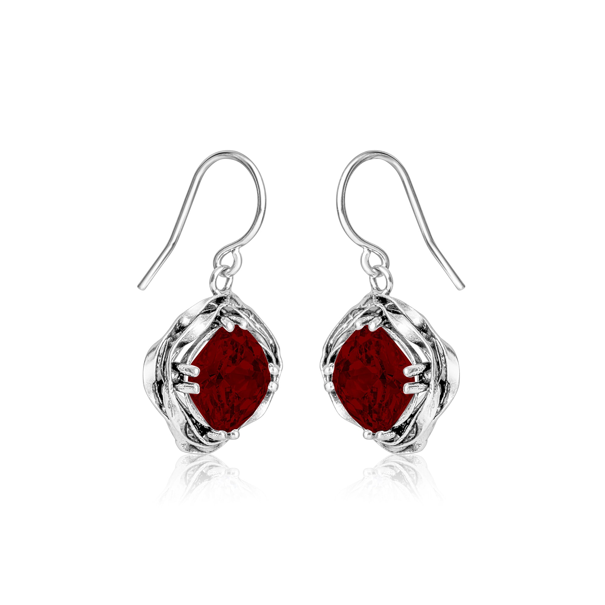 Statement Sterling Silver Garnet CZ Wrap Earrings