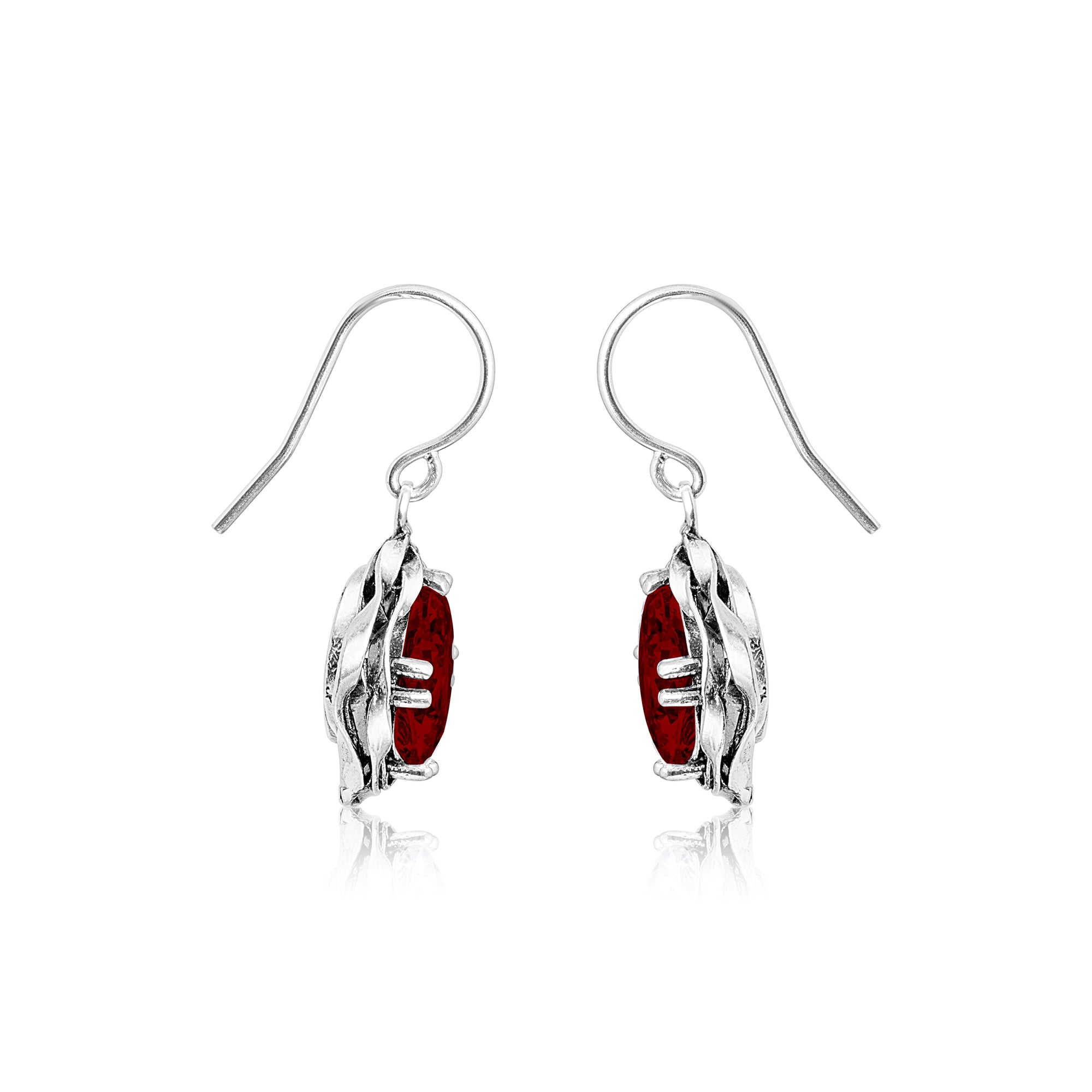 Statement Sterling Silver Garnet CZ Wrap Earrings