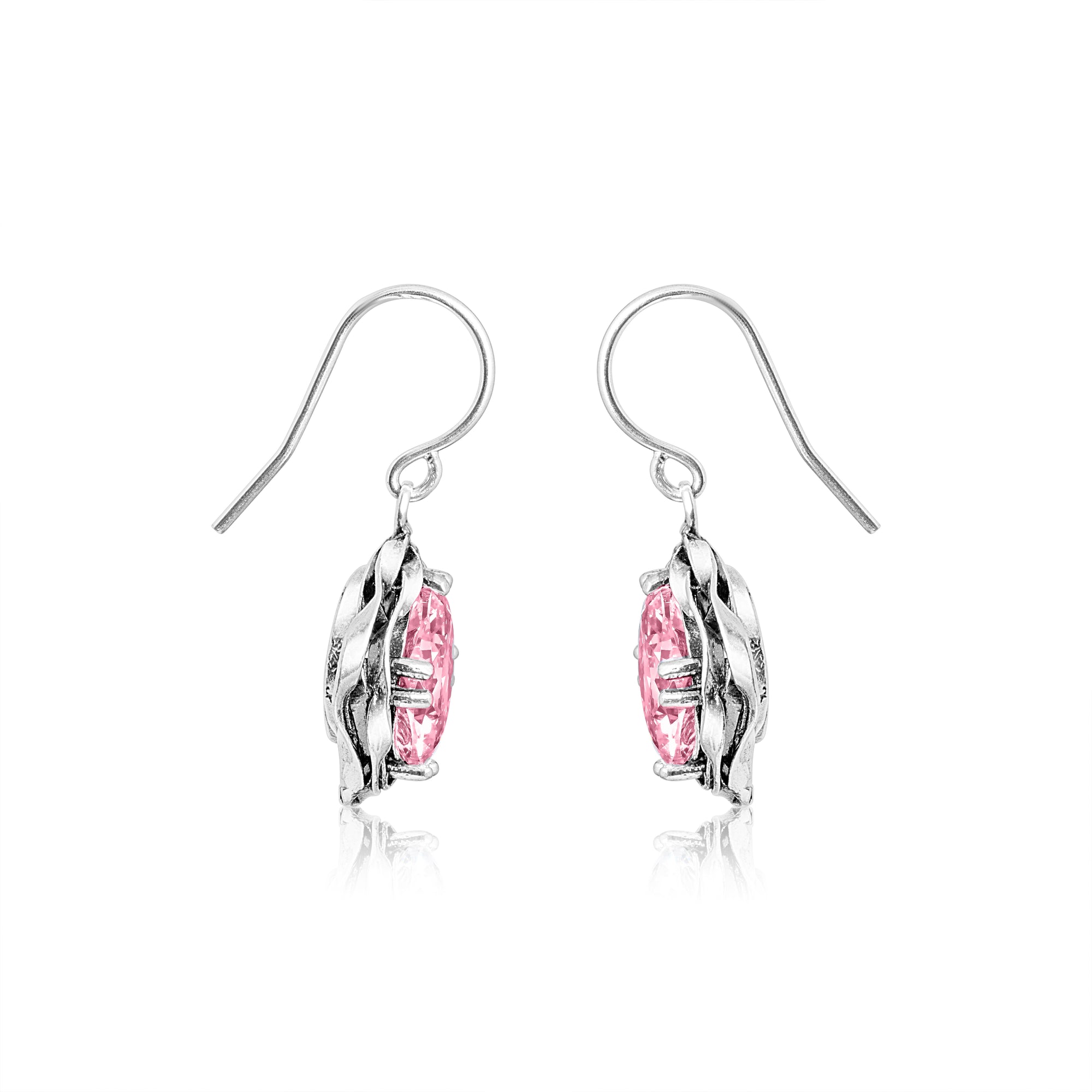 Statement Sterling Silver Pink CZ Wrap Earrings