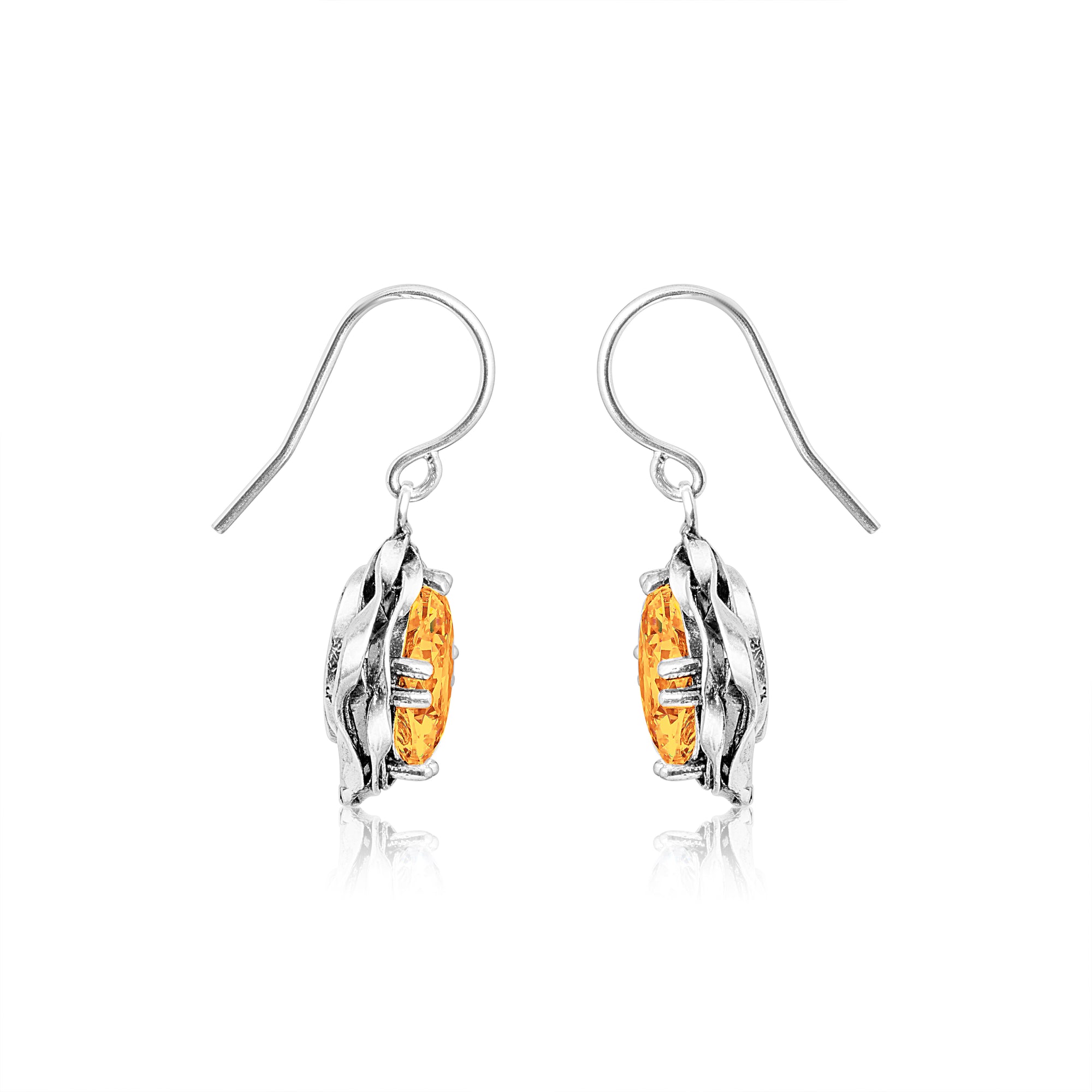 Statement Sterling Silver Citrine CZ Wrap Earrings