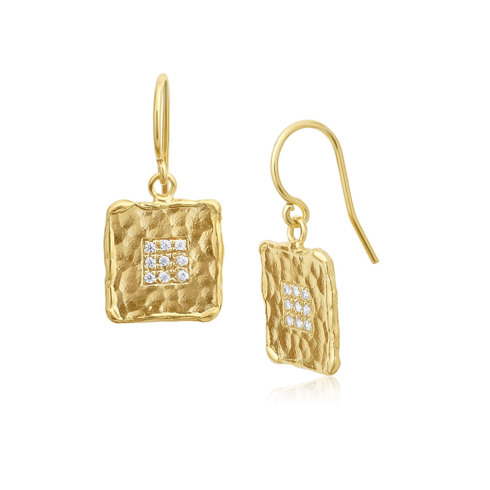 Orecchini quadrati in oro 14K e argento sterling con zirconi cubici