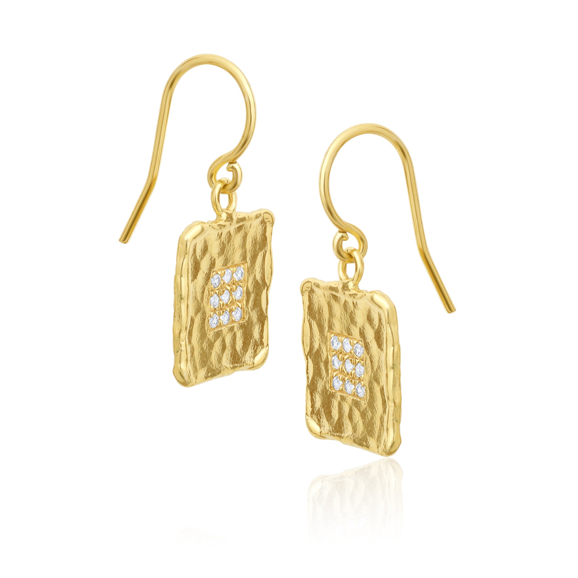 Orecchini quadrati in oro 14K e argento sterling con zirconi cubici