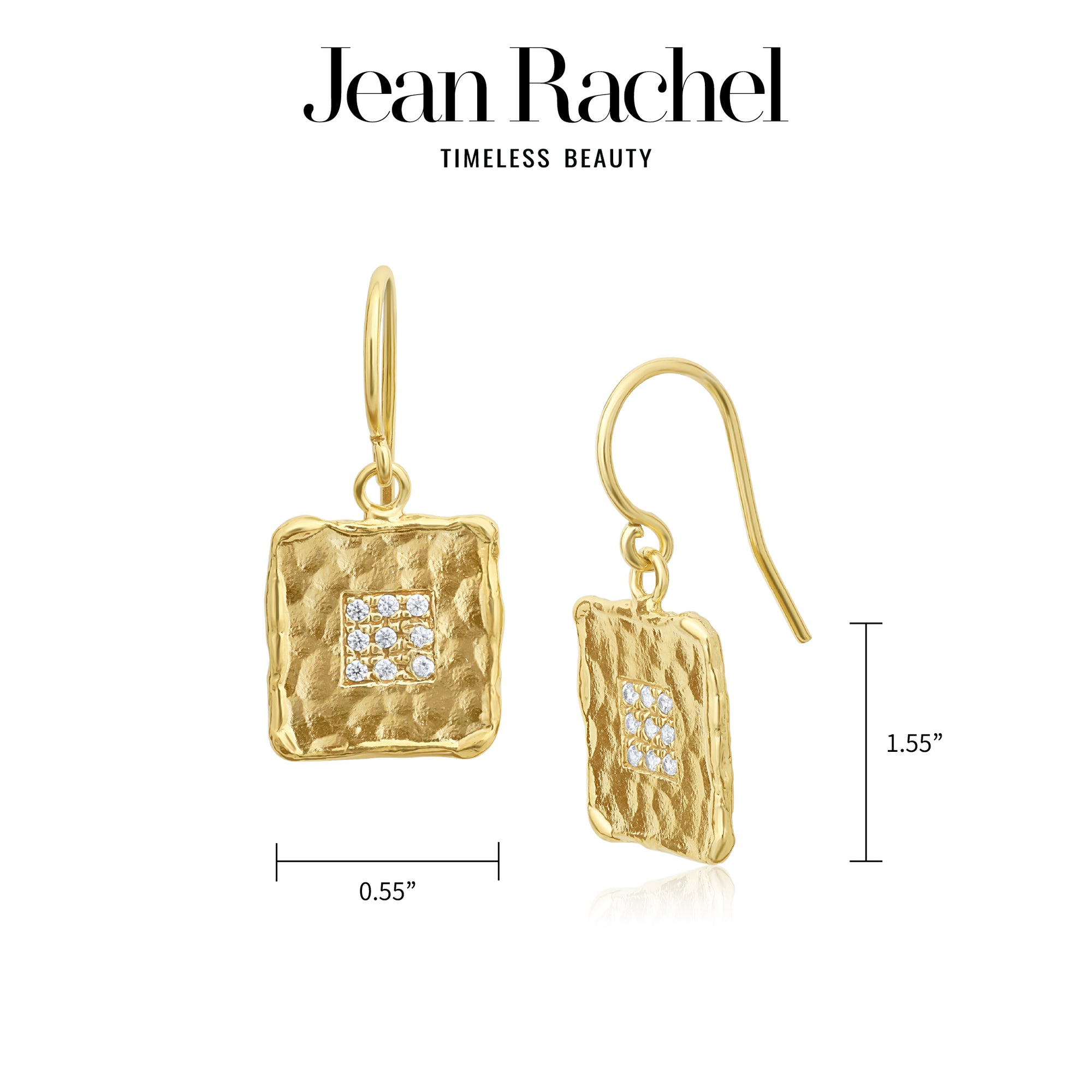 Orecchini quadrati in oro 14K e argento sterling con zirconi cubici
