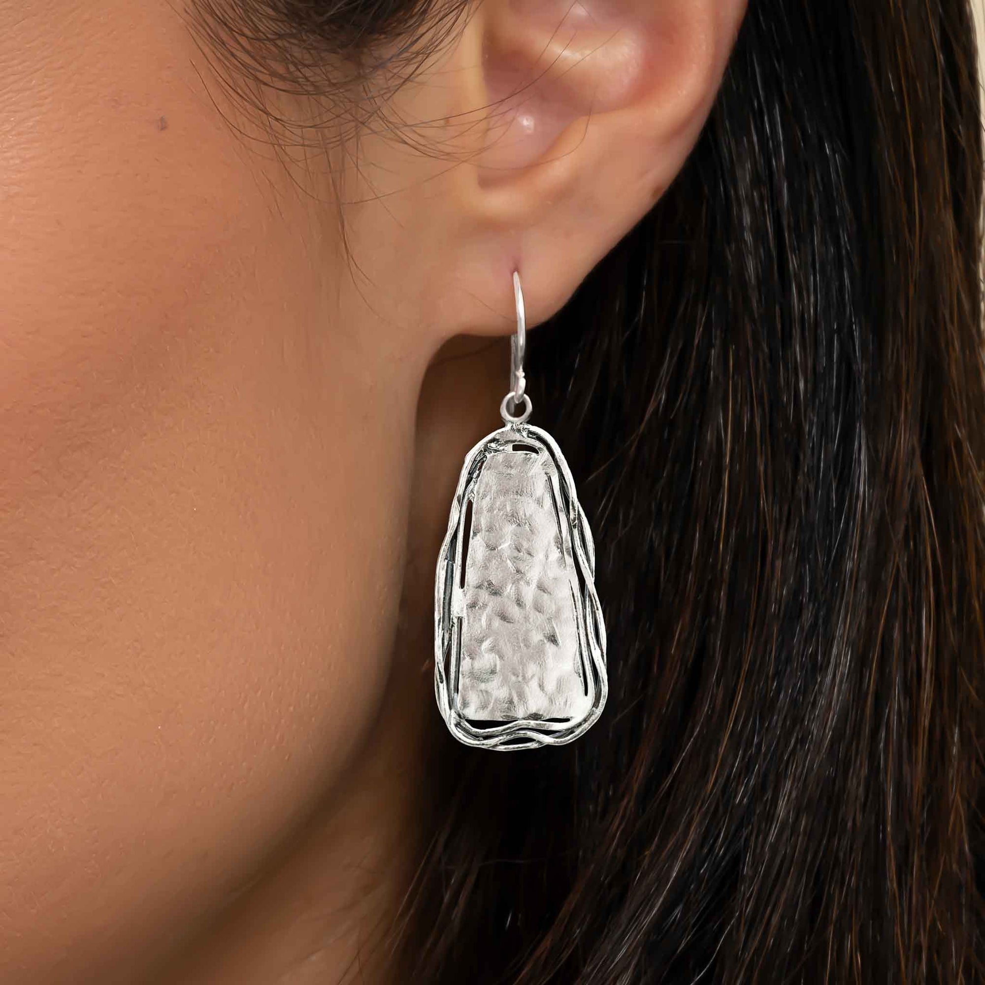 Sterling Silver Hammered Wire Wrap Earrings