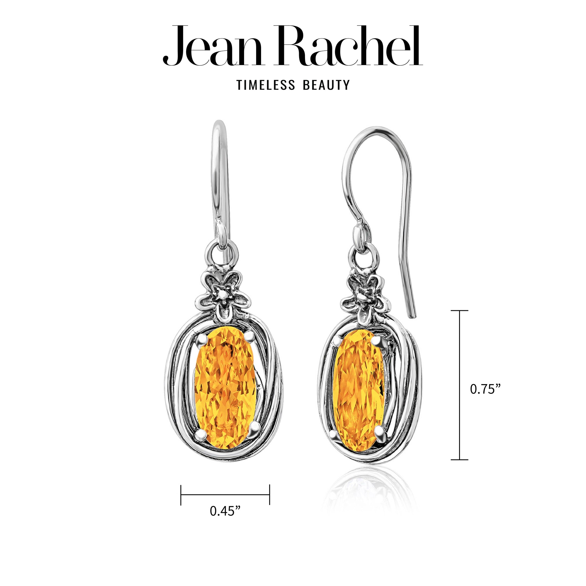 Sterling Silver Citrine CZ Floral Wire Wrap Earrings