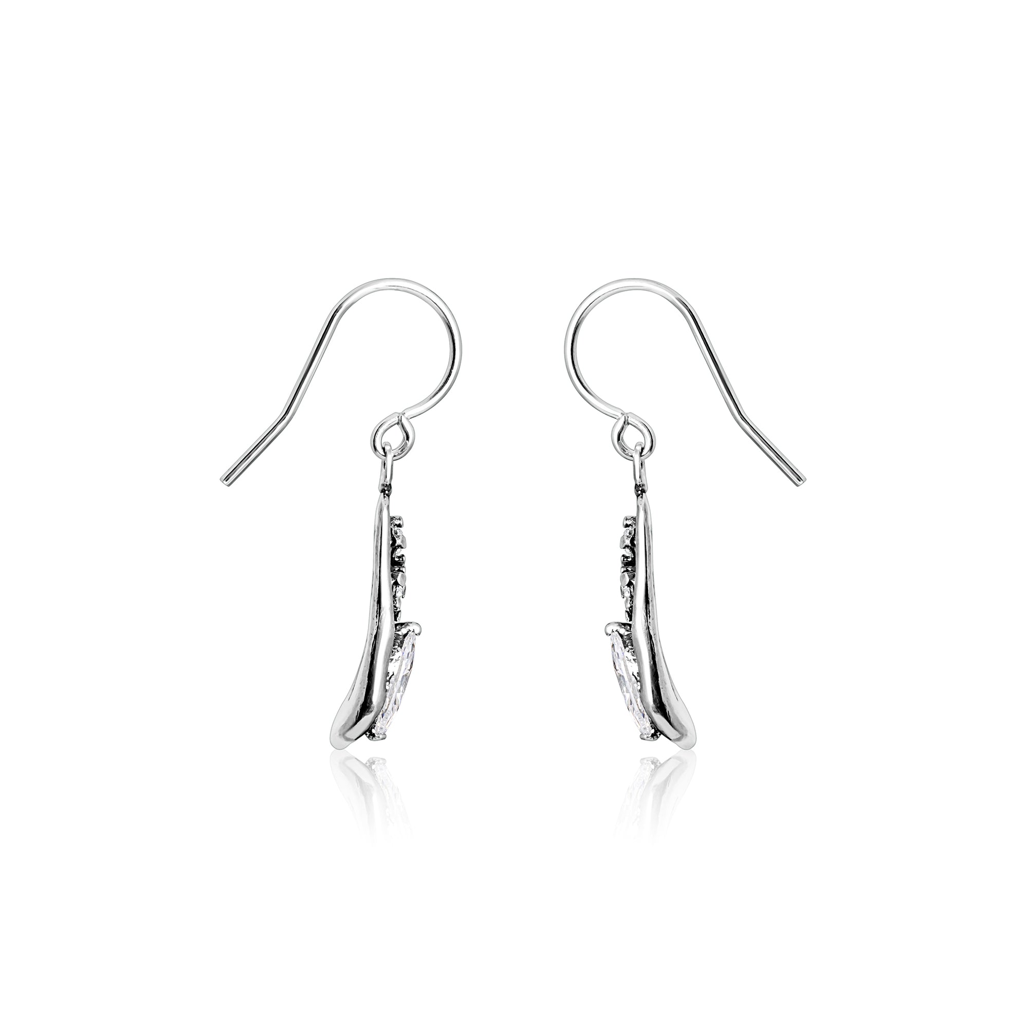 Sterling Silver CZ Triangle Shield Earrings