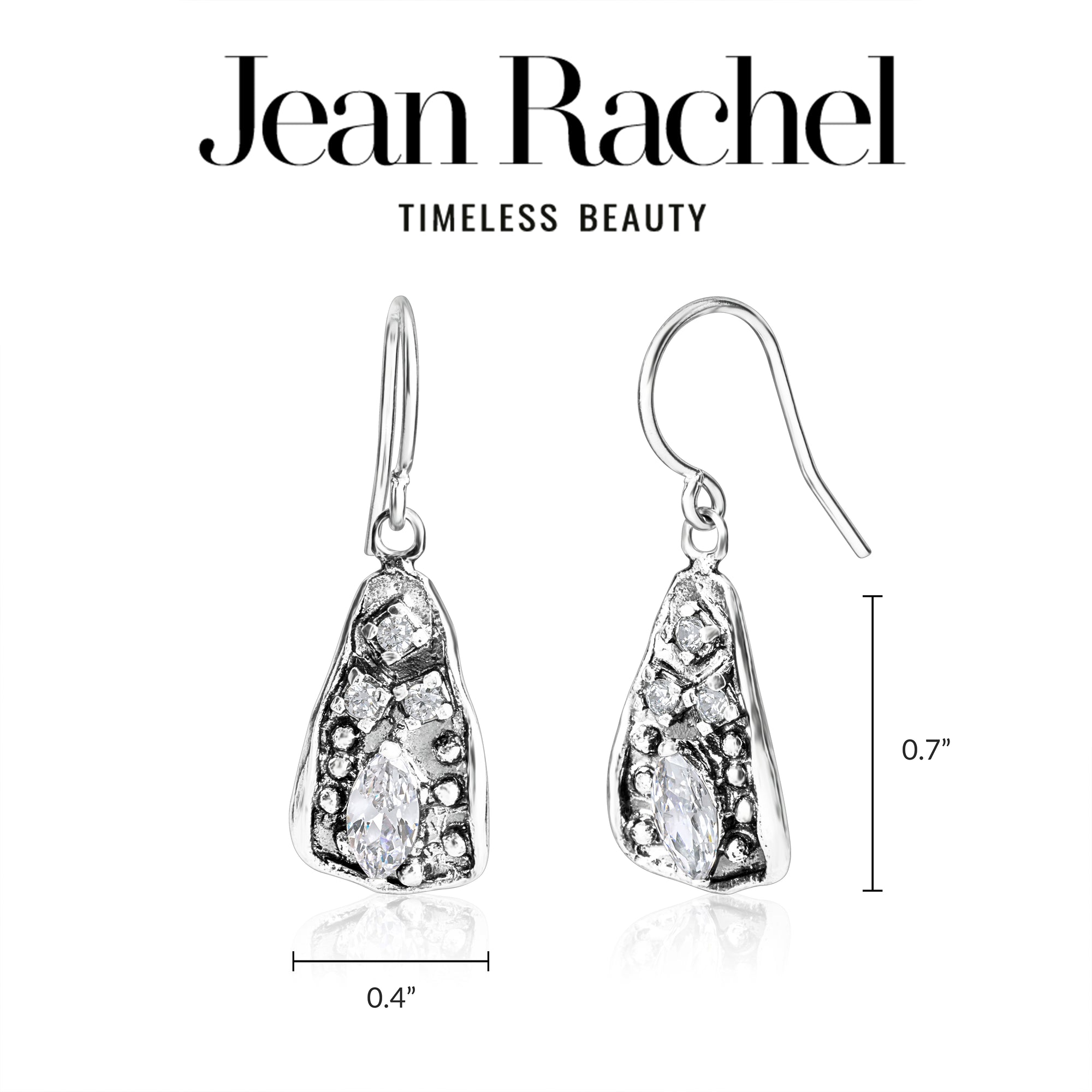 Sterling Silver CZ Triangle Shield Earrings