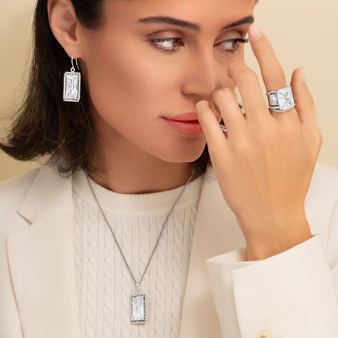 Orecchini a baguette in argento sterling con zirconi cubici