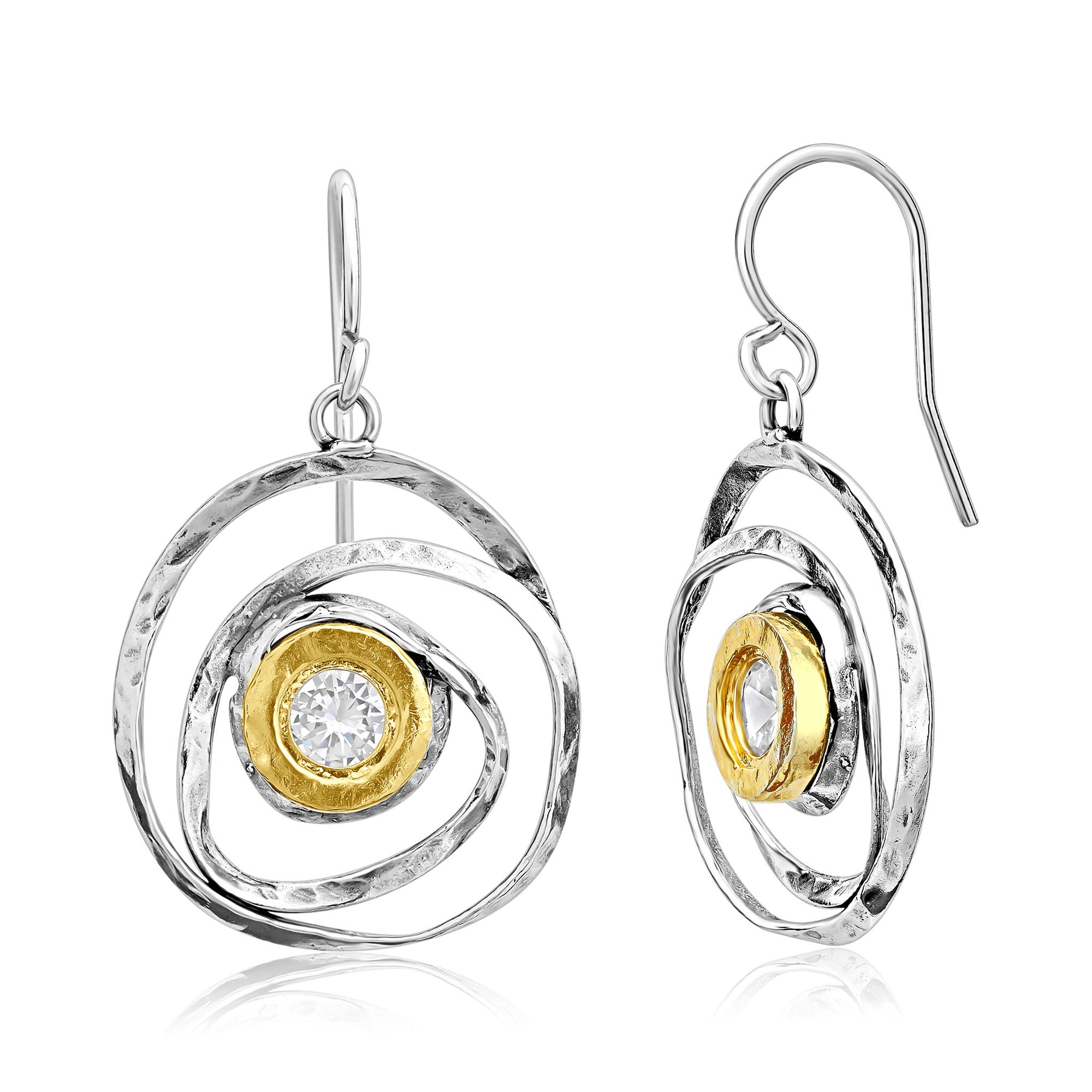 Artistic Mixed Metal CZ Earrings