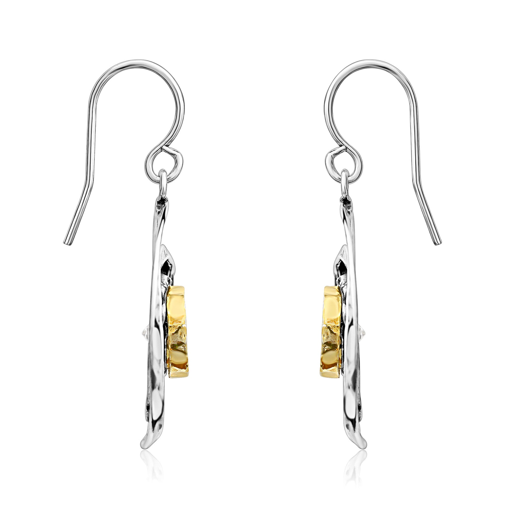 Artistic Mixed Metal CZ Earrings