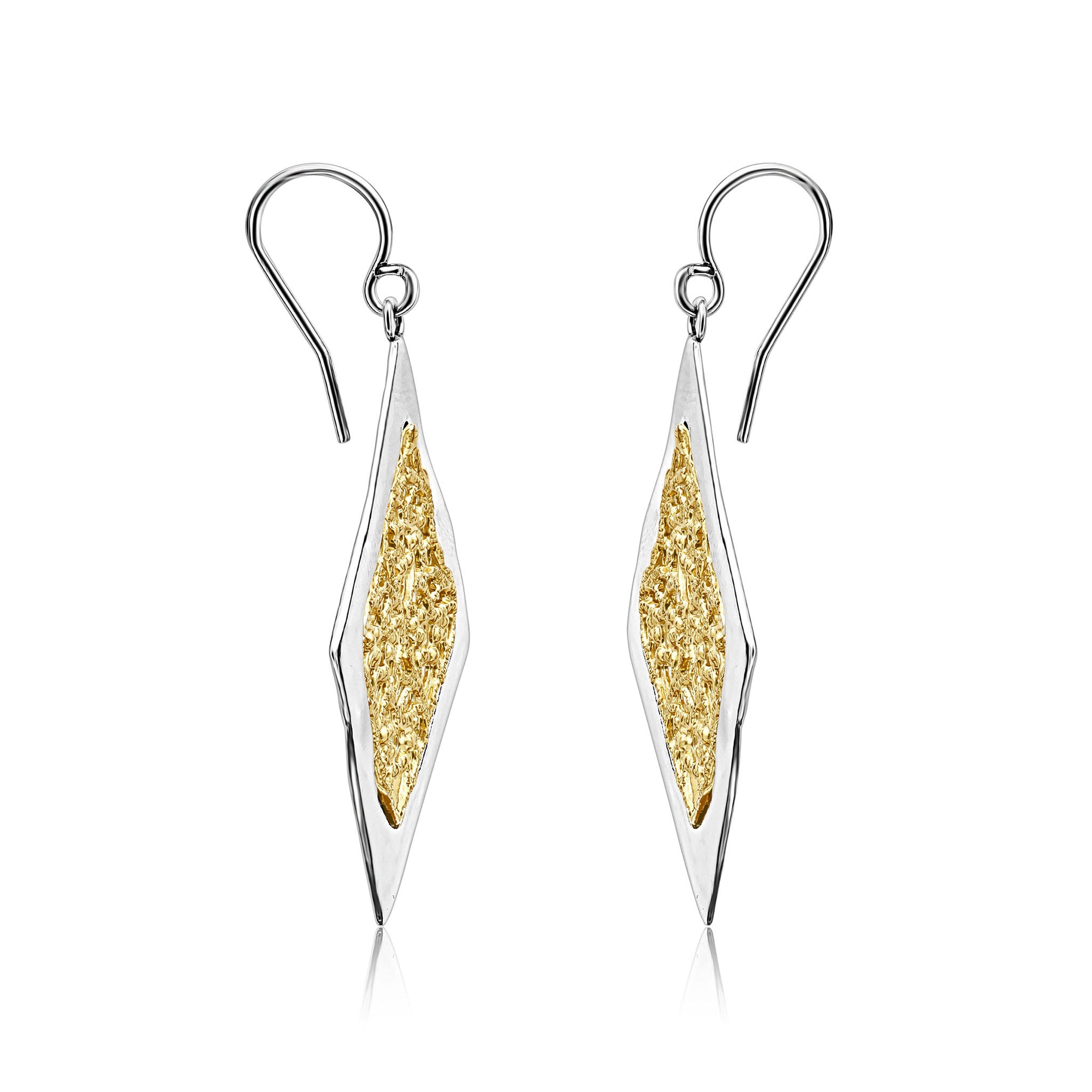 Mixed Metal Lace Rhombus Earrings