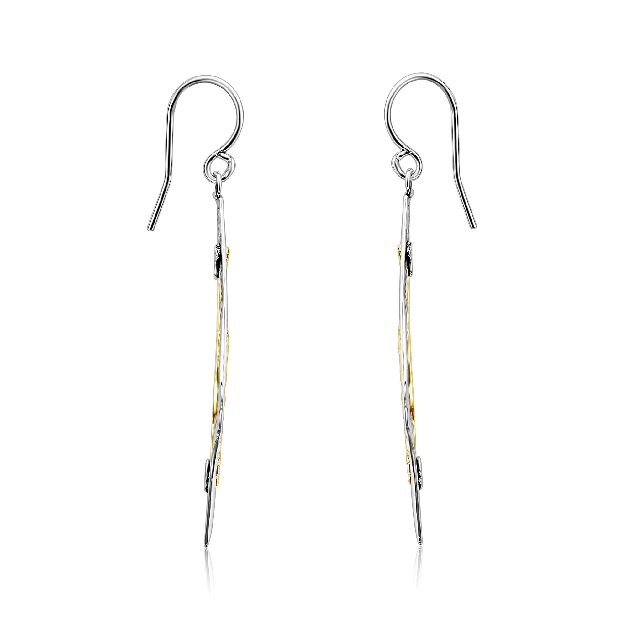 Mixed Metal Lace Rhombus Earrings