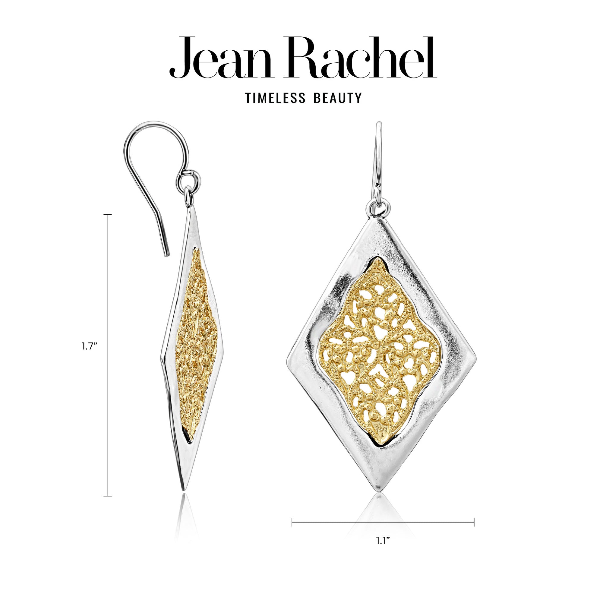 Mixed Metal Lace Rhombus Earrings