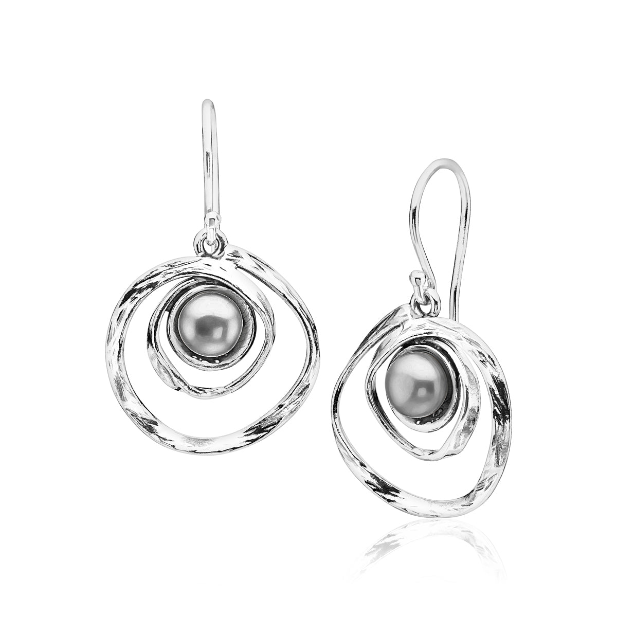 Artistic Sterling Silver Grey Freshwater Pearl Earrings