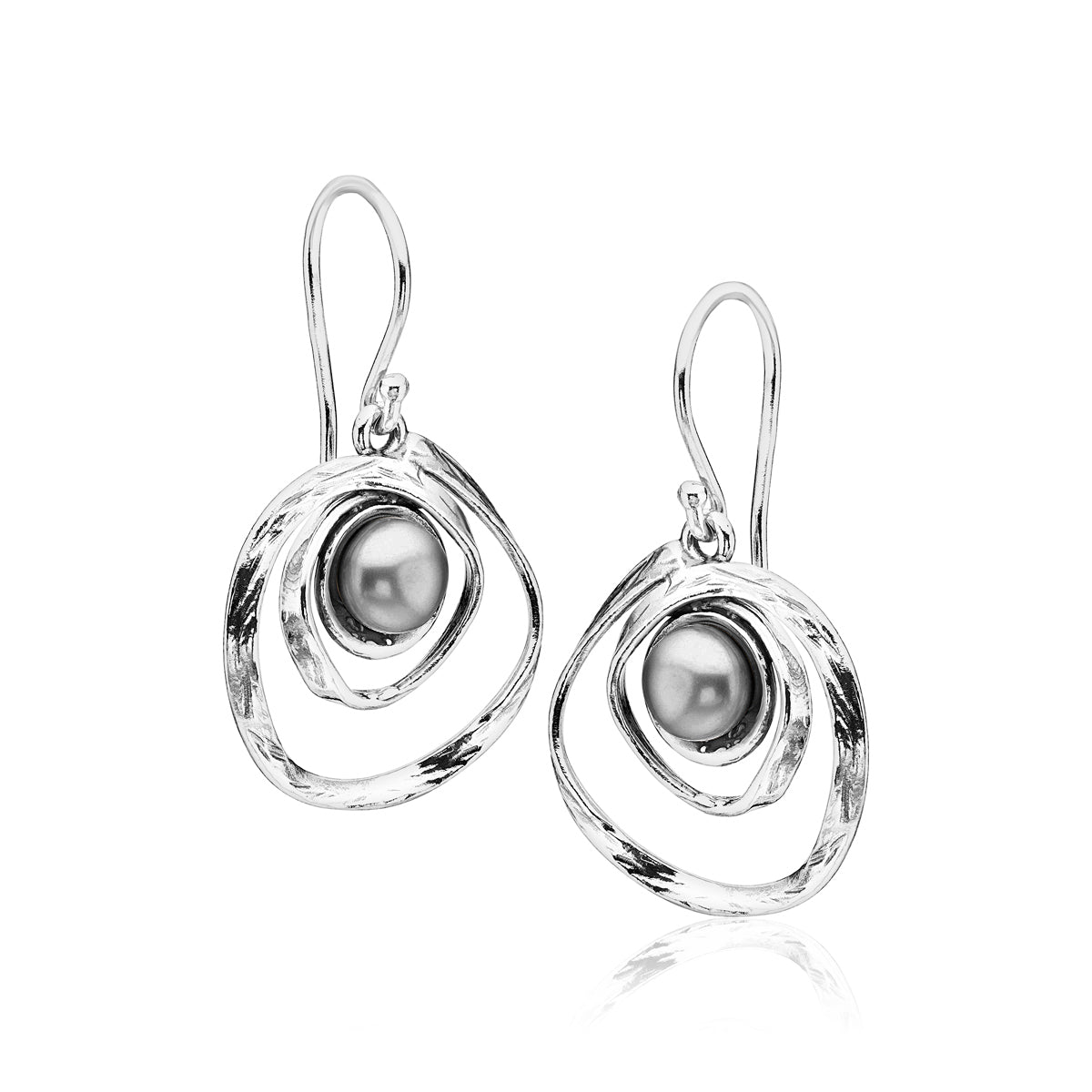 Artistic Sterling Silver Grey Freshwater Pearl Earrings