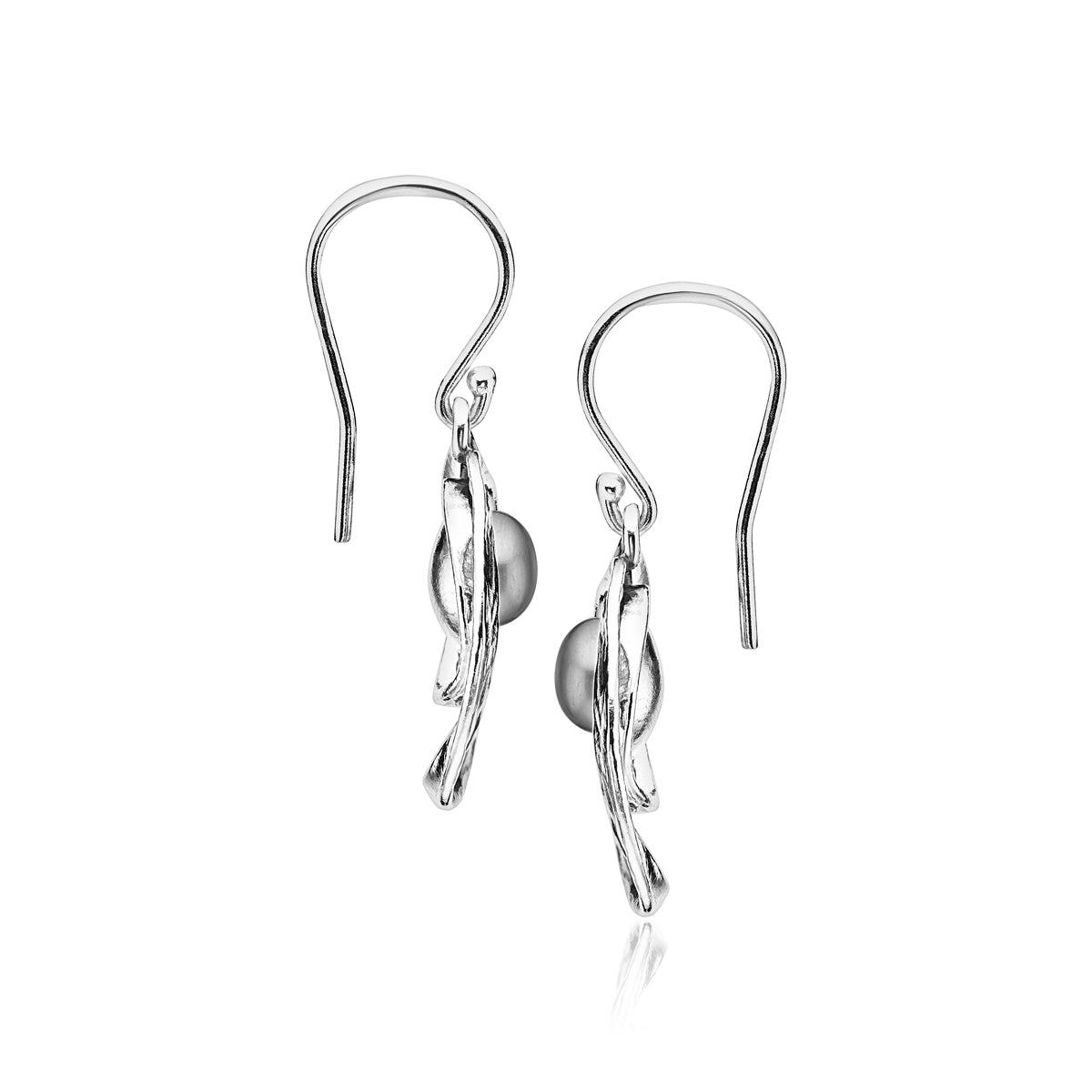 Artistic Sterling Silver Grey Freshwater Pearl Earrings