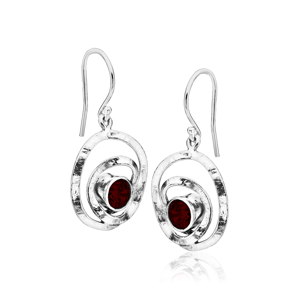 Artistic Sterling Silver Garnet CZ Earrings