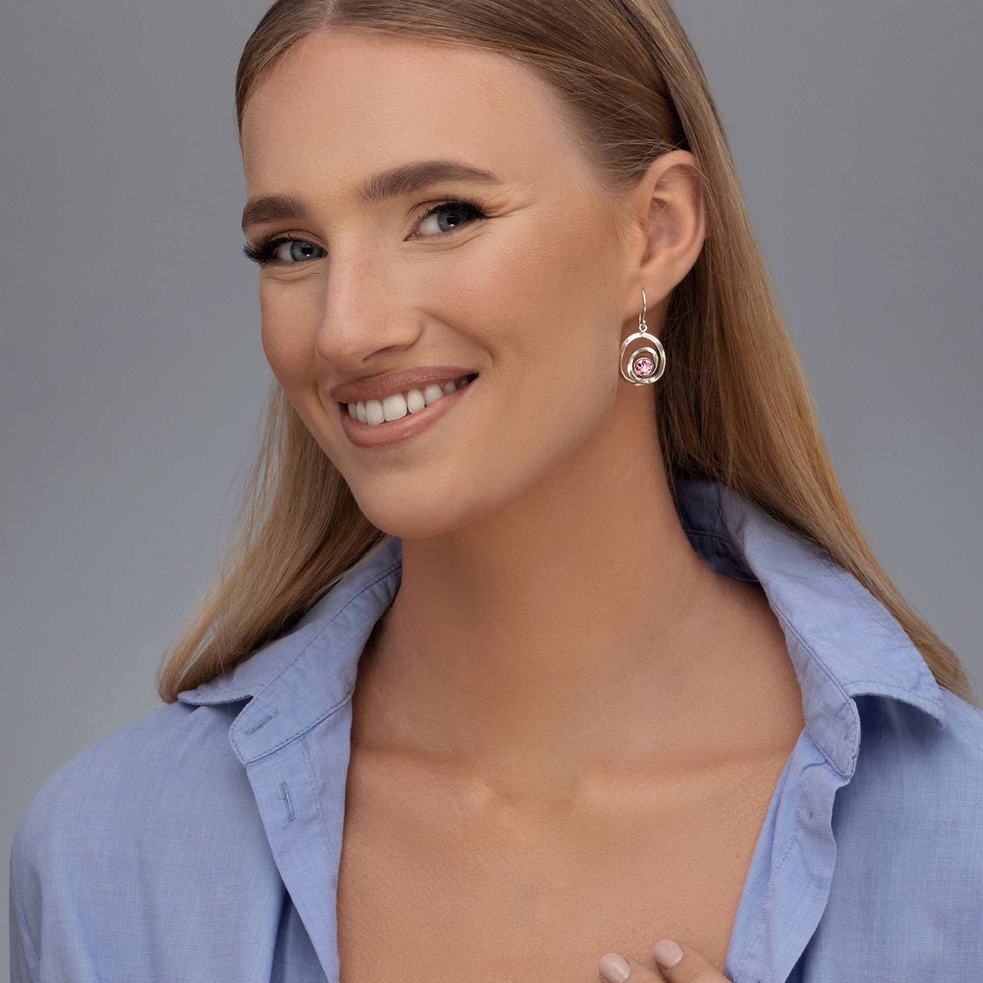 Artistic Sterling Silver Pink CZ Earrings