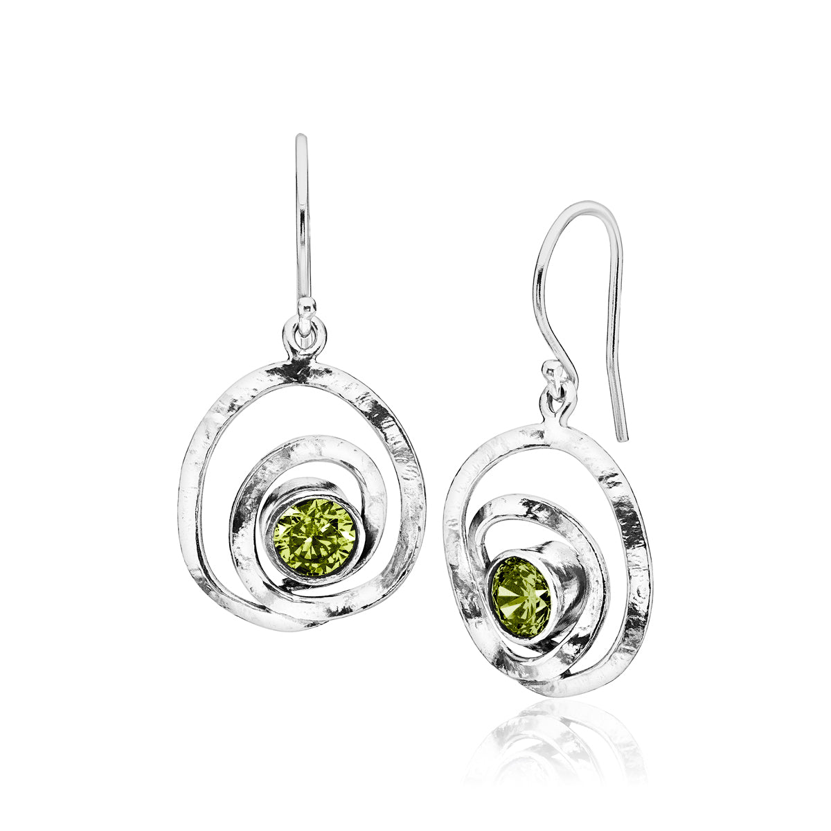 Artistic Sterling Silver Peridot CZ Earrings