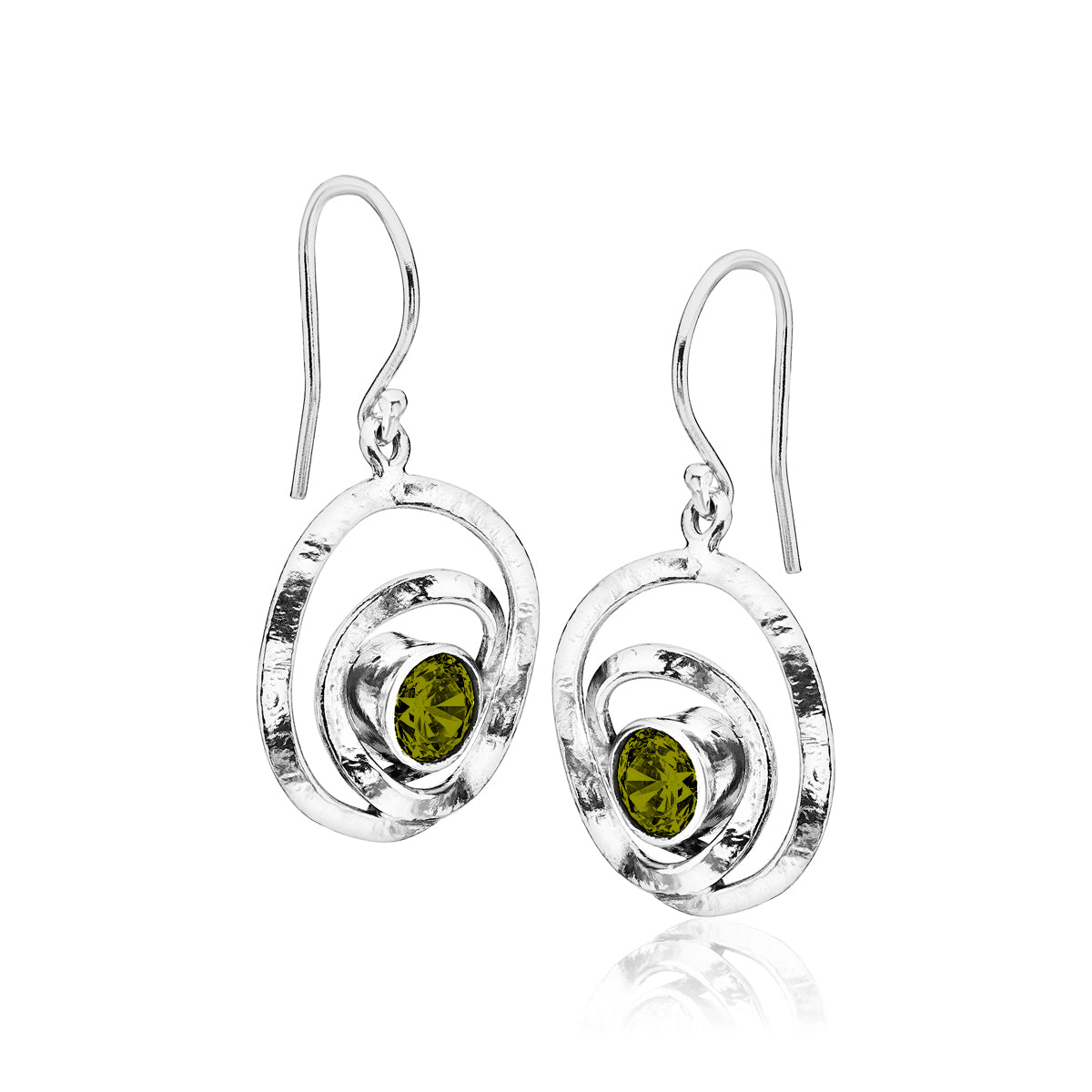 Artistic Sterling Silver Peridot CZ Earrings