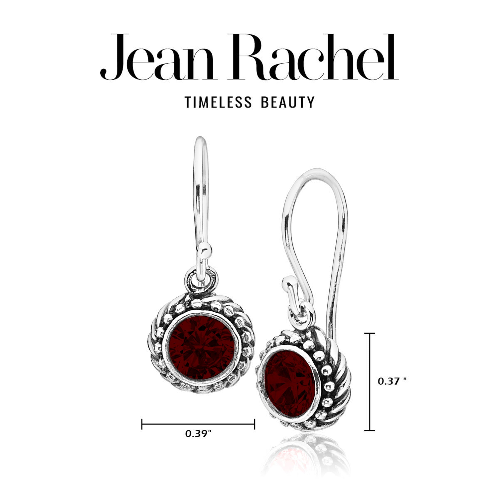 Sterling Silver Garnet CZ Rope Earrings