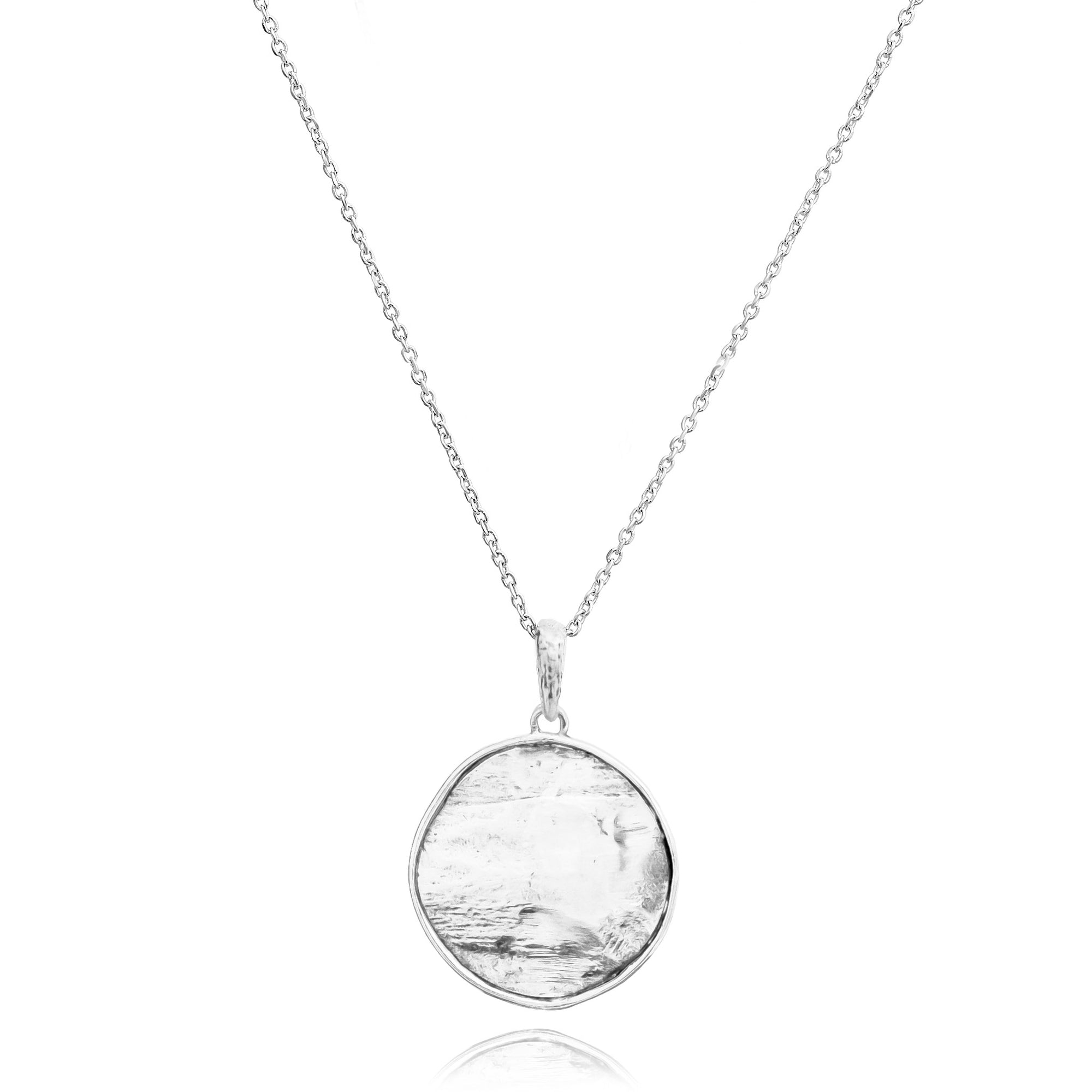 Collana con ciondolo a disco grande in argento sterling