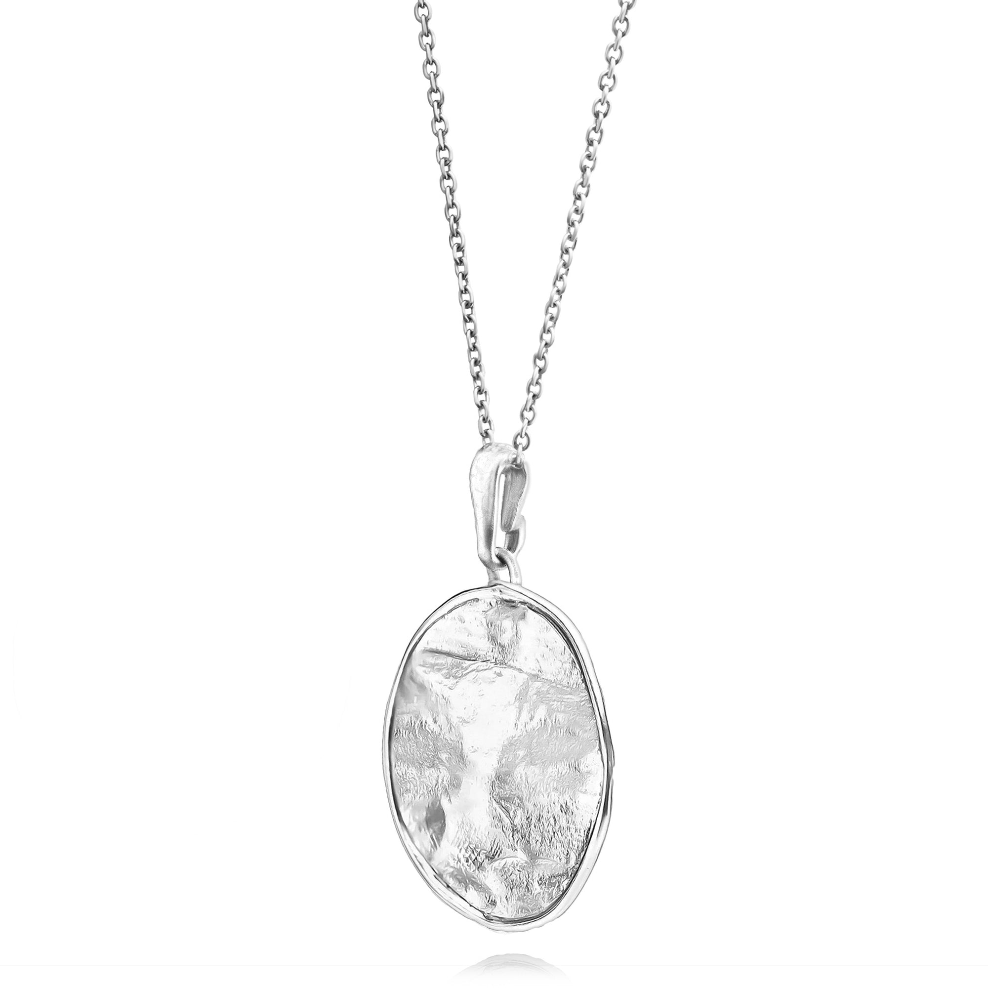 Collana con ciondolo a disco grande in argento sterling