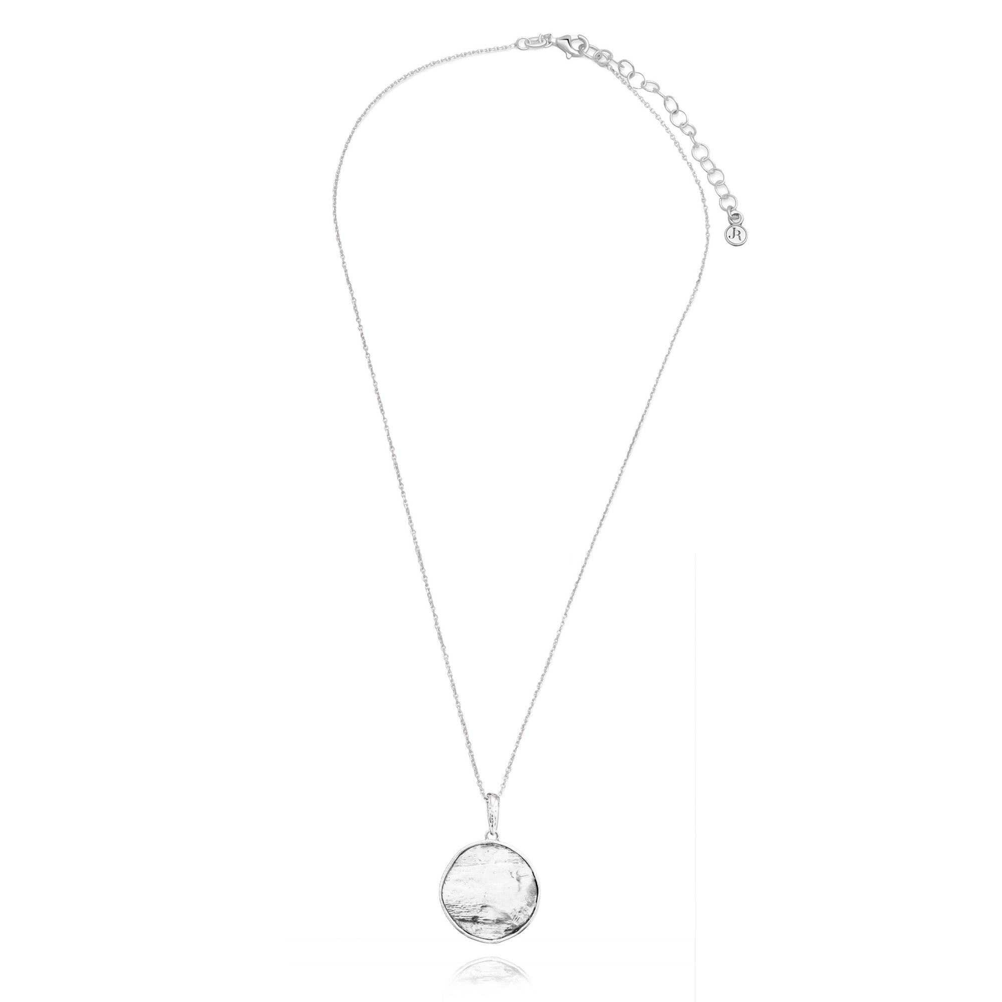 Collana con ciondolo a disco grande in argento sterling