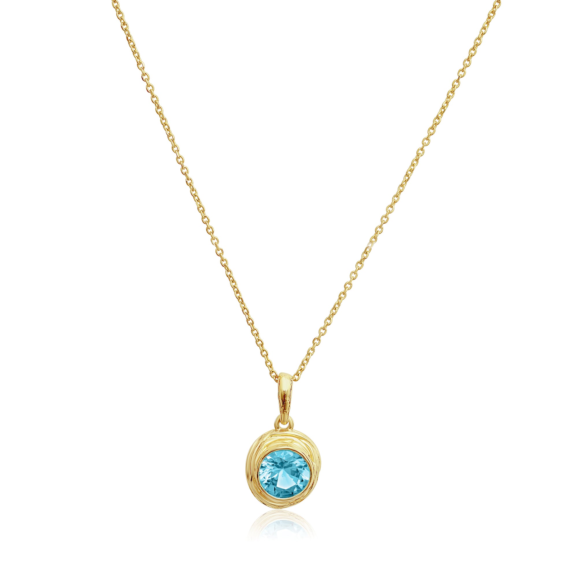 Collana in oro 14K su argento sterling con acquamarina e zirconi cubici