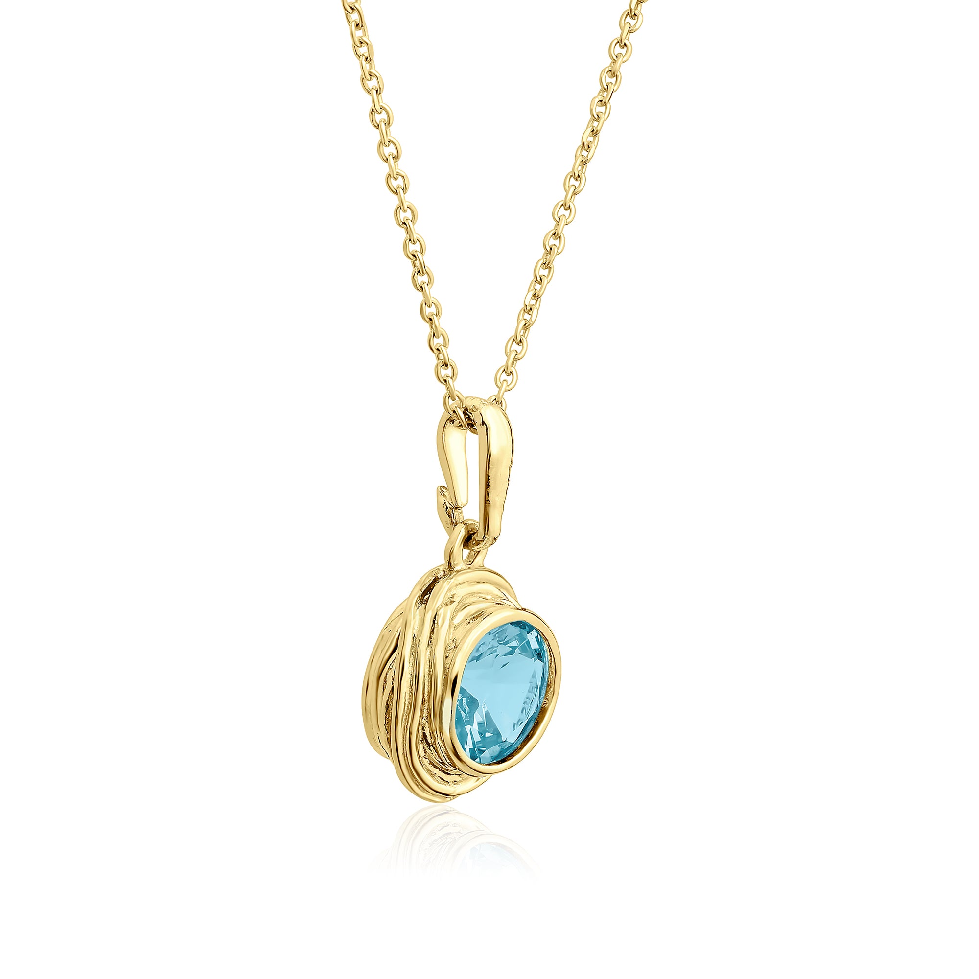 Collana in oro 14K su argento sterling con acquamarina e zirconi cubici