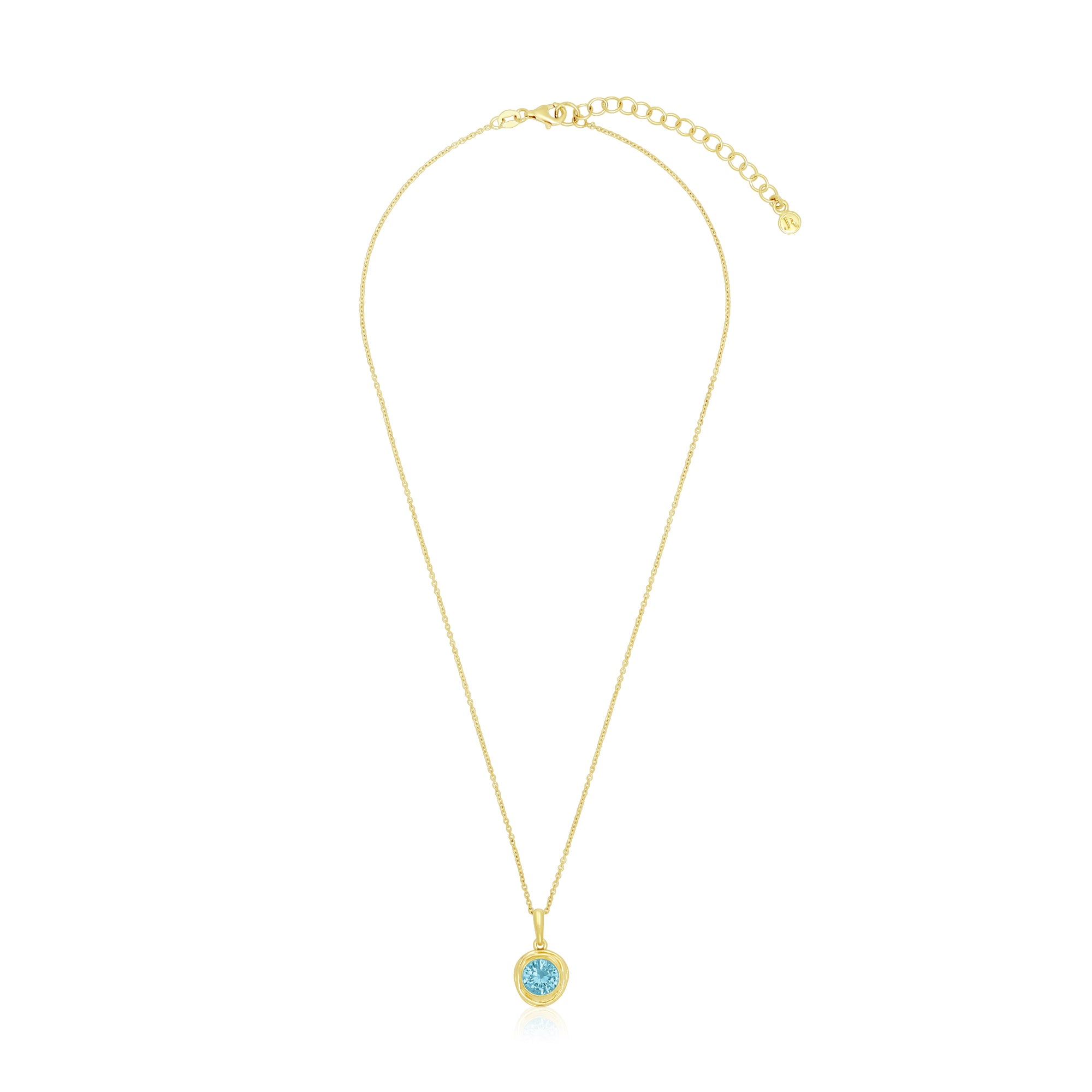 Collana in oro 14K su argento sterling con acquamarina e zirconi cubici