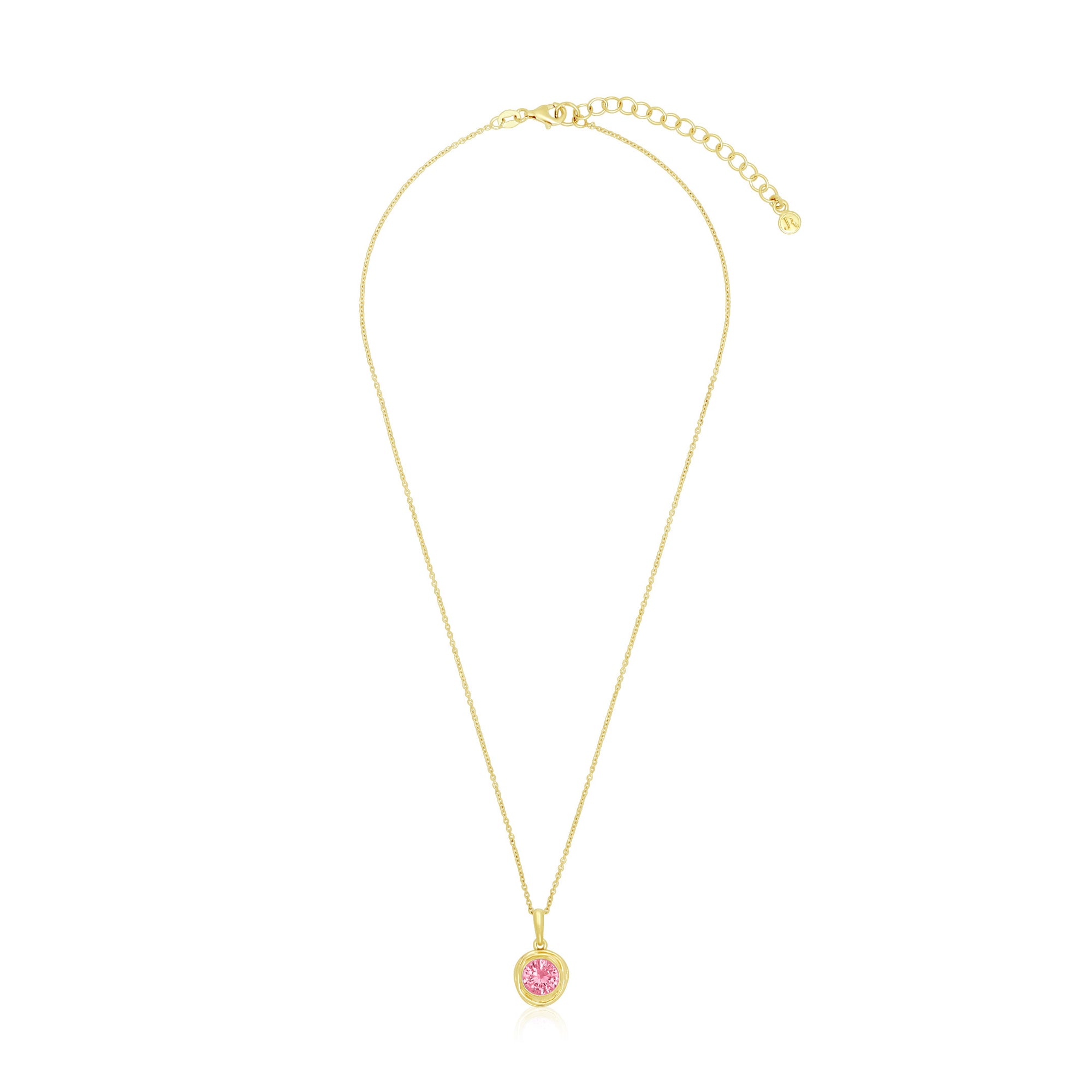 14K Gold Over Sterling Silver Pink CZ Necklace