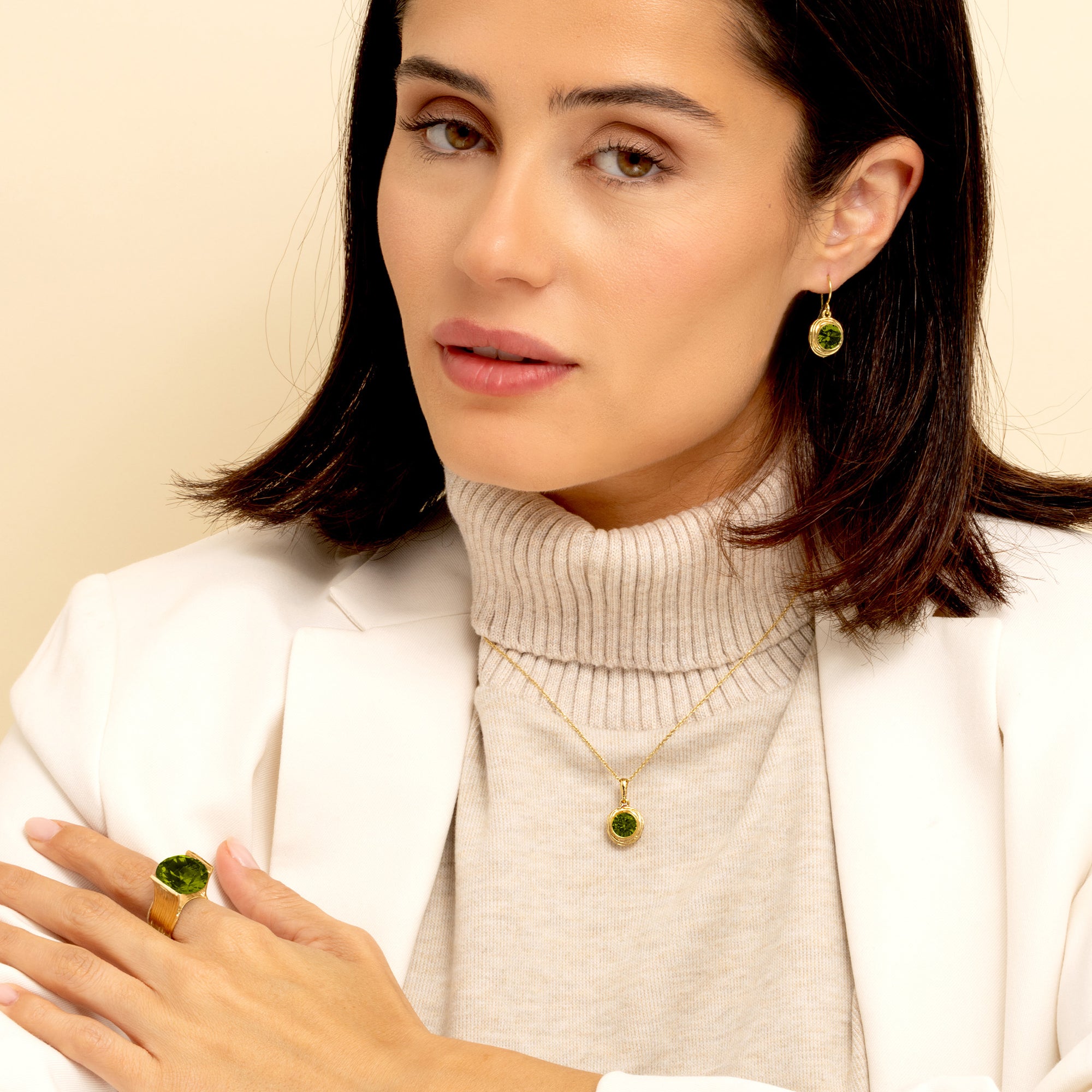 Collana in oro 14K su argento sterling con peridoto e zirconi cubici