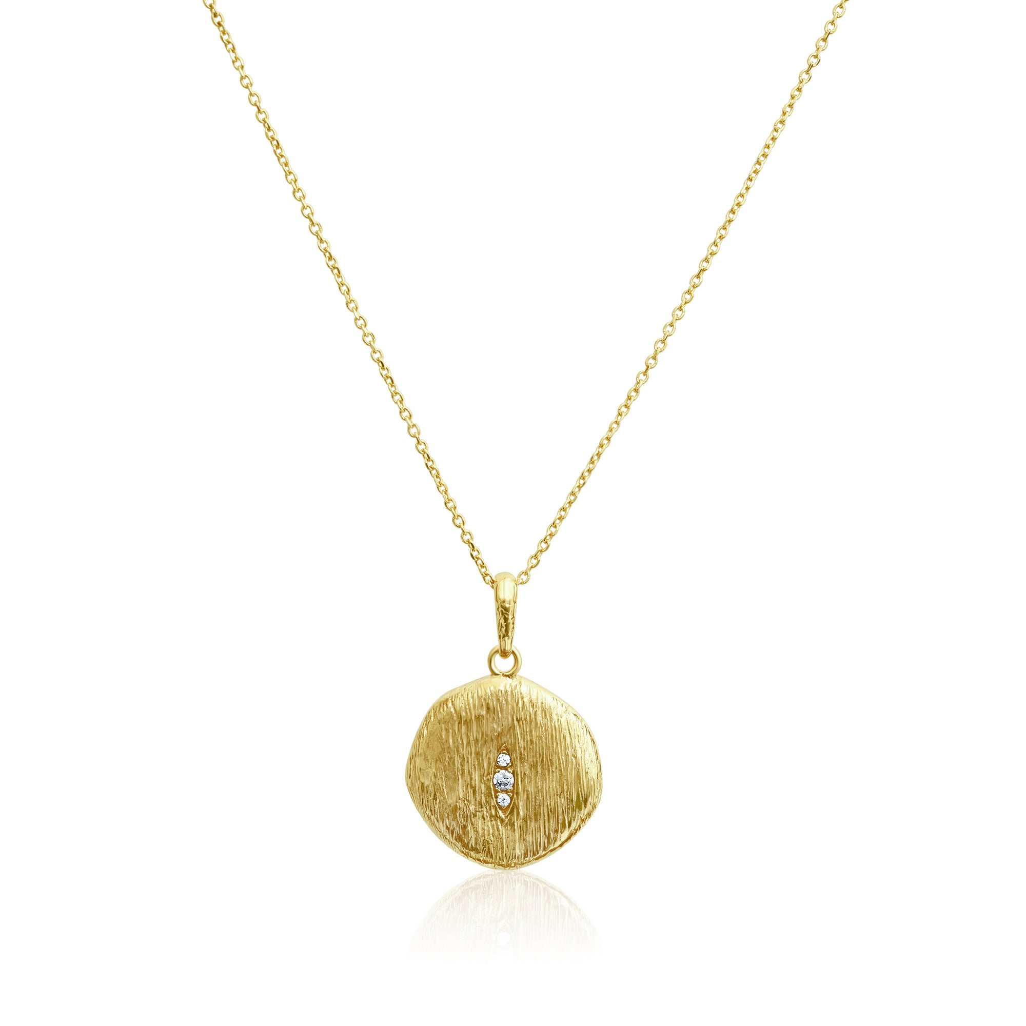 Collana con moneta a goccia in oro 14K e argento sterling CZ