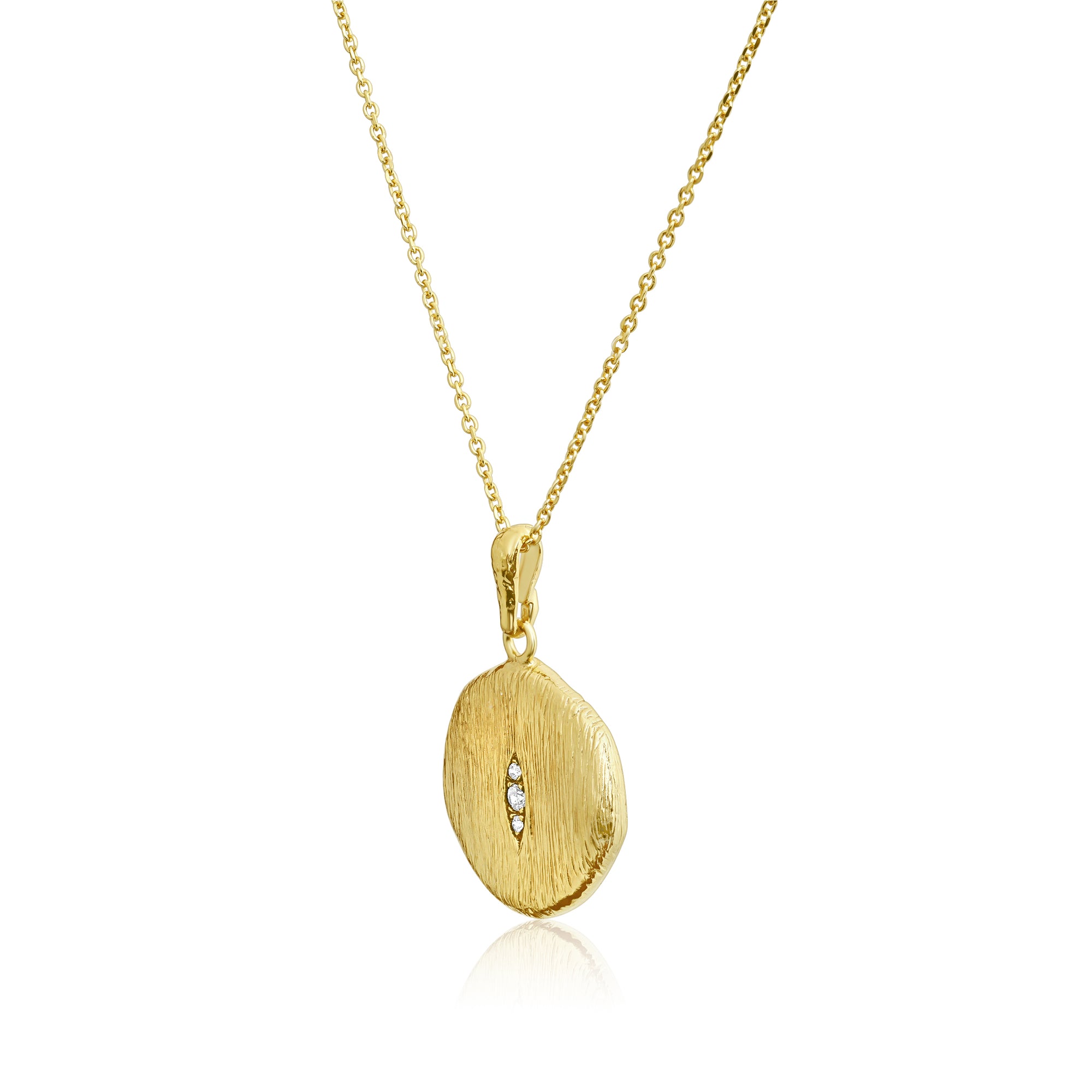 Collana con moneta a goccia in oro 14K e argento sterling CZ