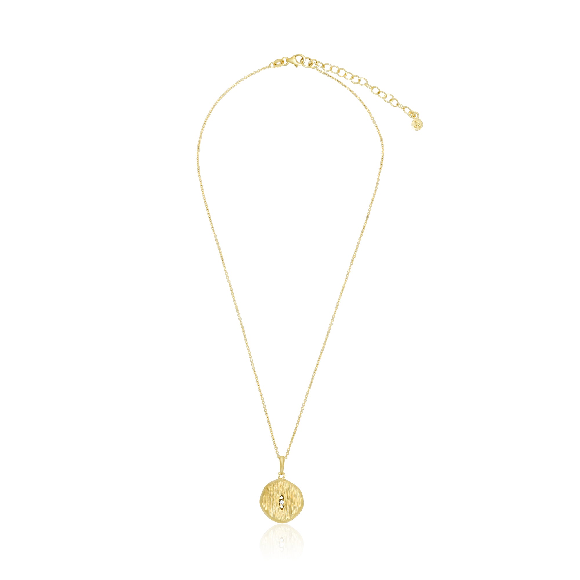 Collana con moneta a goccia in oro 14K e argento sterling CZ