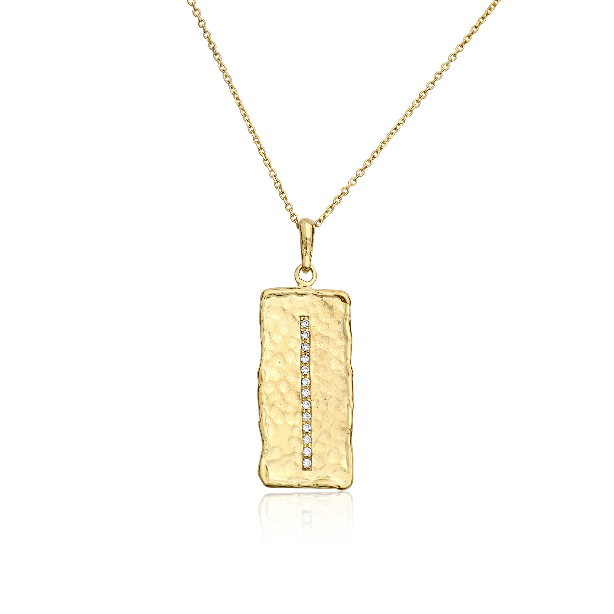 Collana con barra verticale in oro 14K e argento sterling CZ