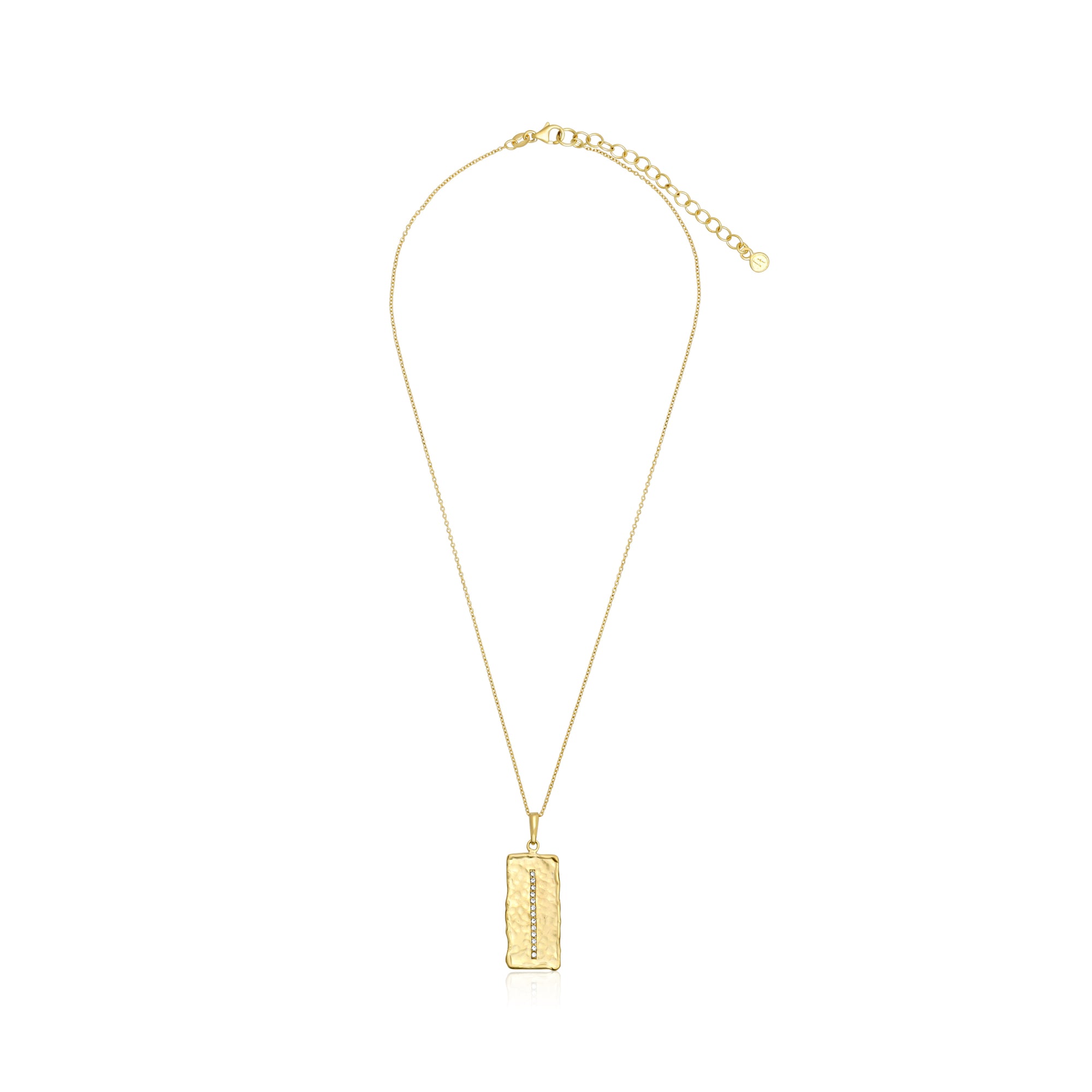 Collana con barra verticale in oro 14K e argento sterling CZ